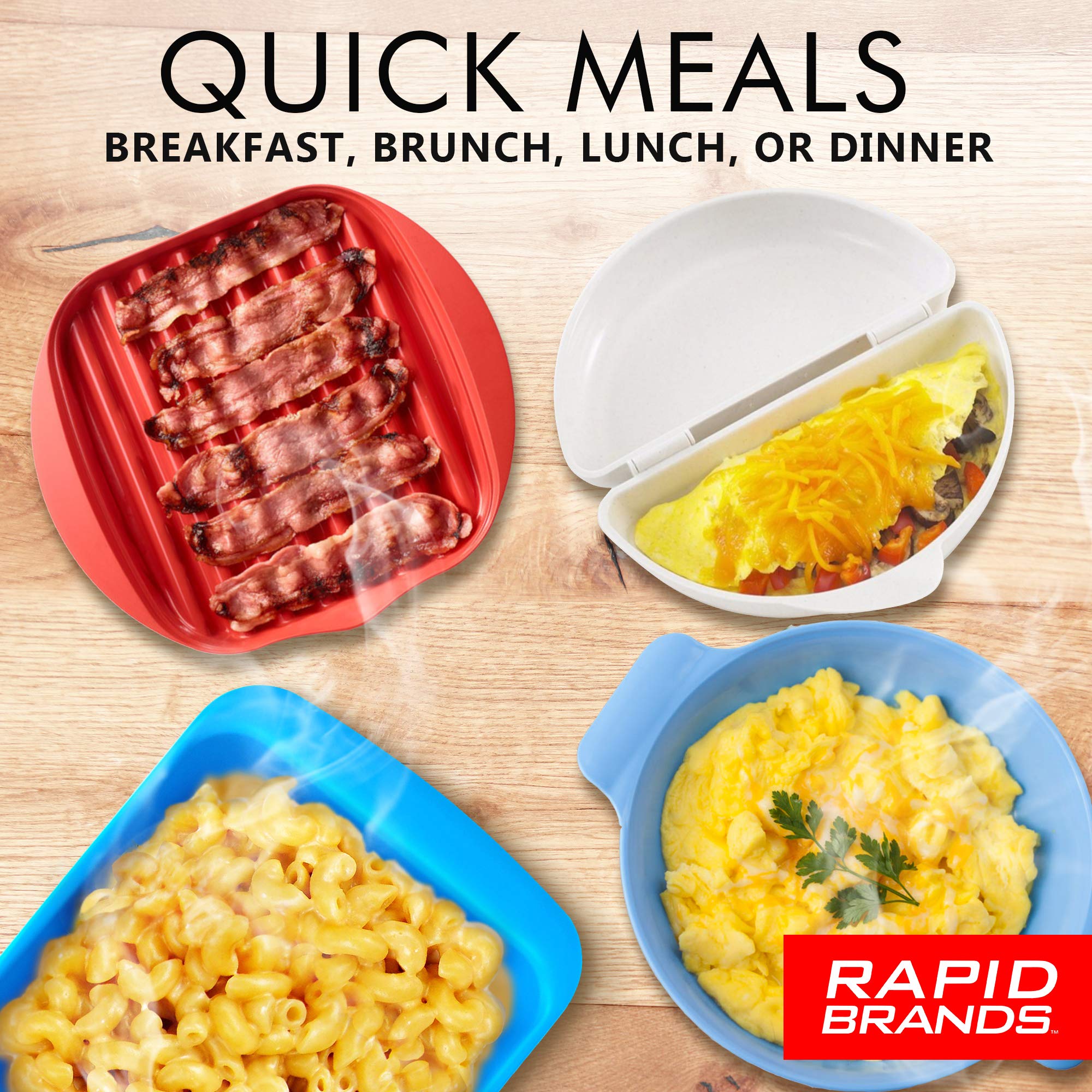 Rapid Brands Deluxe 9-Piece Microwave Cookware & Dinnerware Set | Perfect for Dorm, Small Kitchen, or Office | Dishwasher-Safe,
