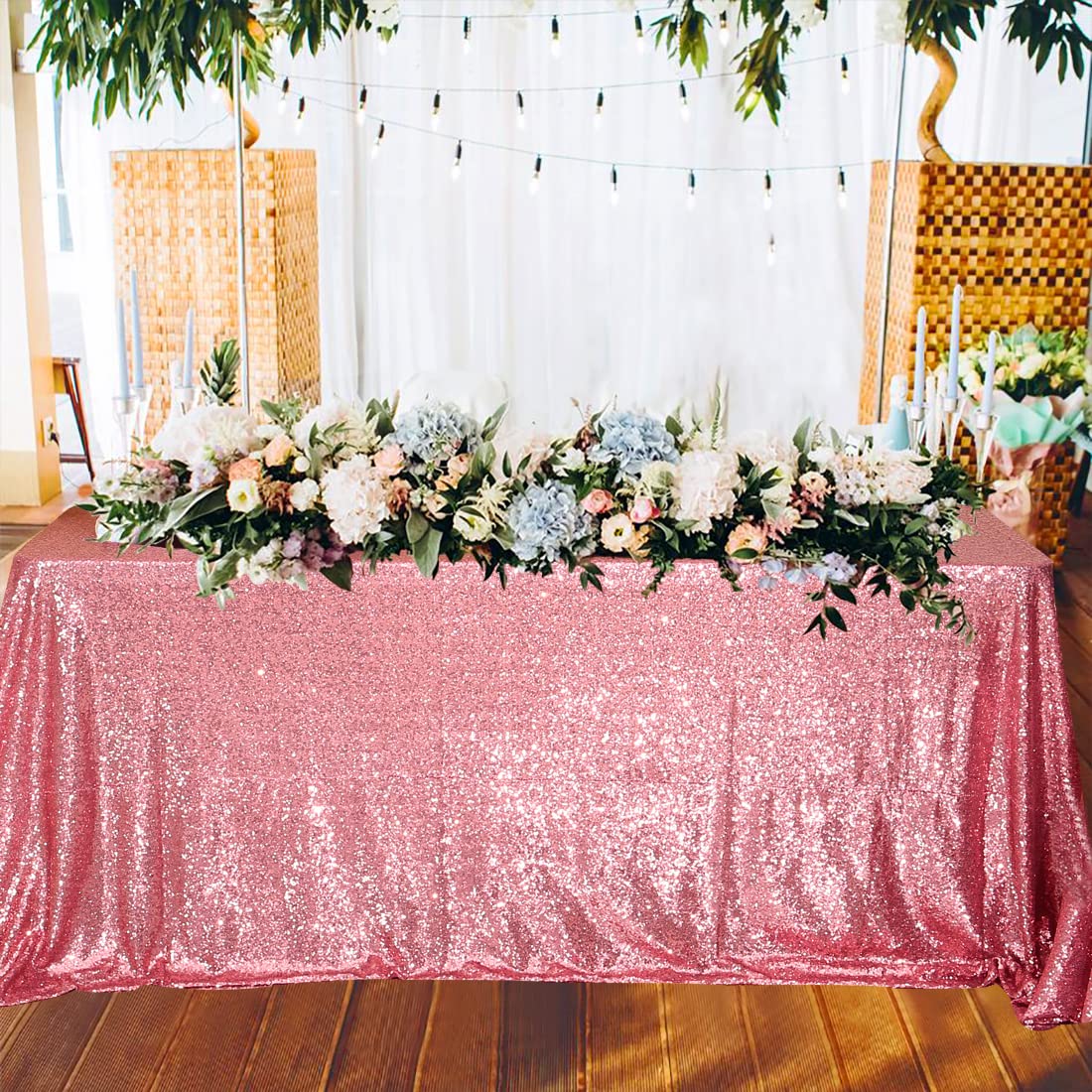 Partydelight Sequin Tablecloth, Rectangular, 50''X80'', Fuchsia Pink