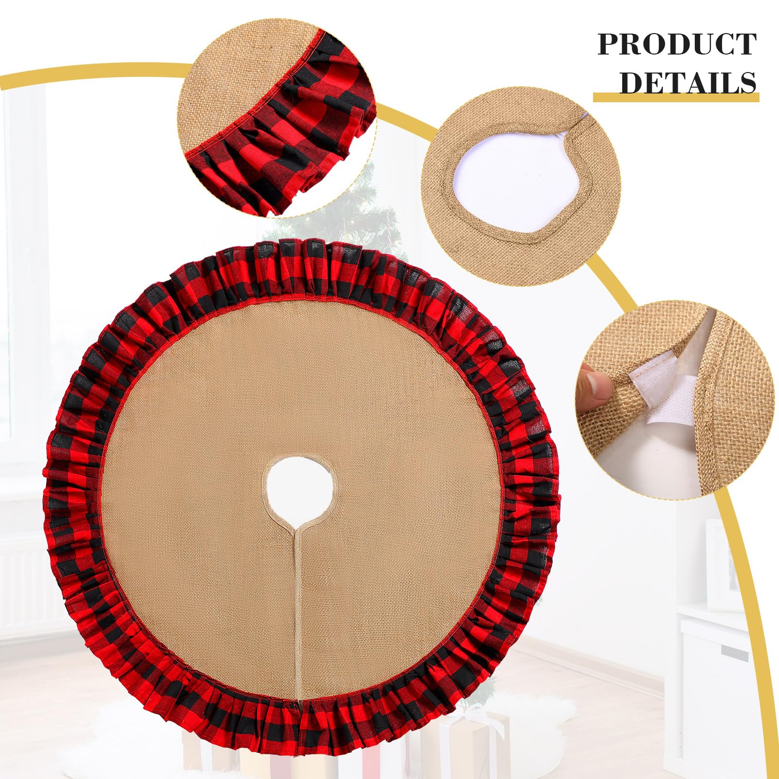 Tatuo 40 Inch Christmas Tree Skirt Decorations Linen Burlap Tree Skirt Round Xmas Cover for Christmas Party Mat Fall Indoor Clea