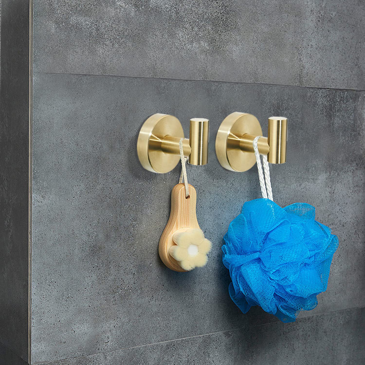 Weiko Gold Bathroom Hardware Set, Brushed Gold Toilet Paper Holder Towel Ring And 2 Robe Hook Bathroom Accessories Hand Towel Ho