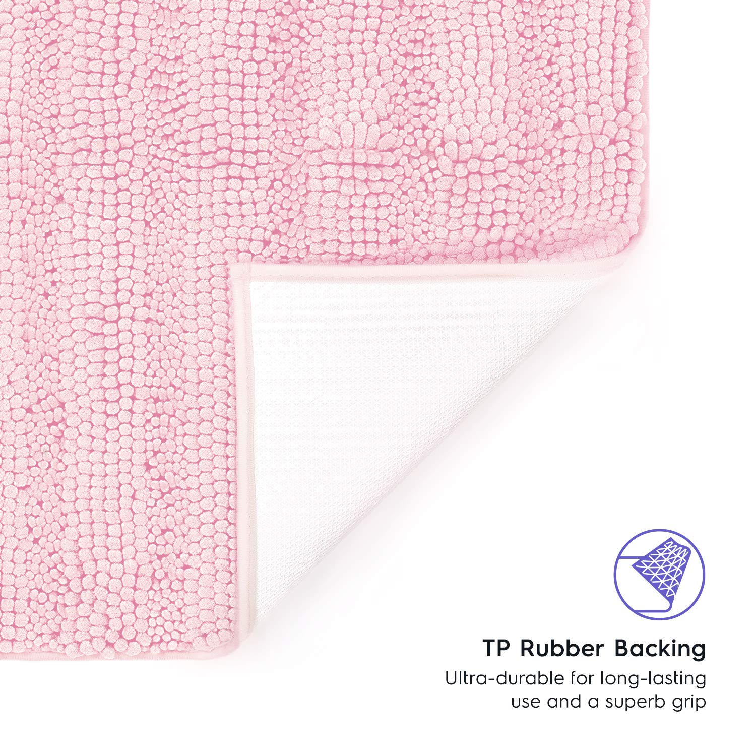 Tafts Striped Chenille Bathroom Rugs And Mats Sets, Ultra Soft Chenille Microfiber, Absorbent Non-Slip Machine Washable Bath Rug