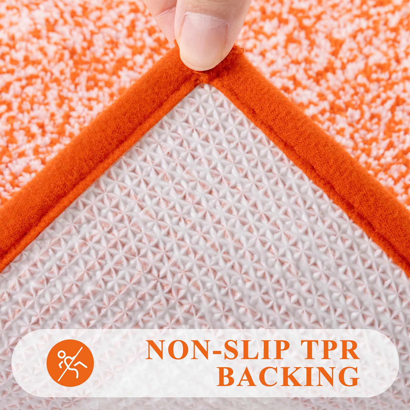 Pauwer Bathroom Rugs Sets 3 Piece Bathroom Shower Rugs with U-Shaped Contour Toilet Mat Absorbent Microfiber Plush Bath Mats Non Slip Bath Rugs Machine Washable Shaggy Bathroom Floor Mats  Orange