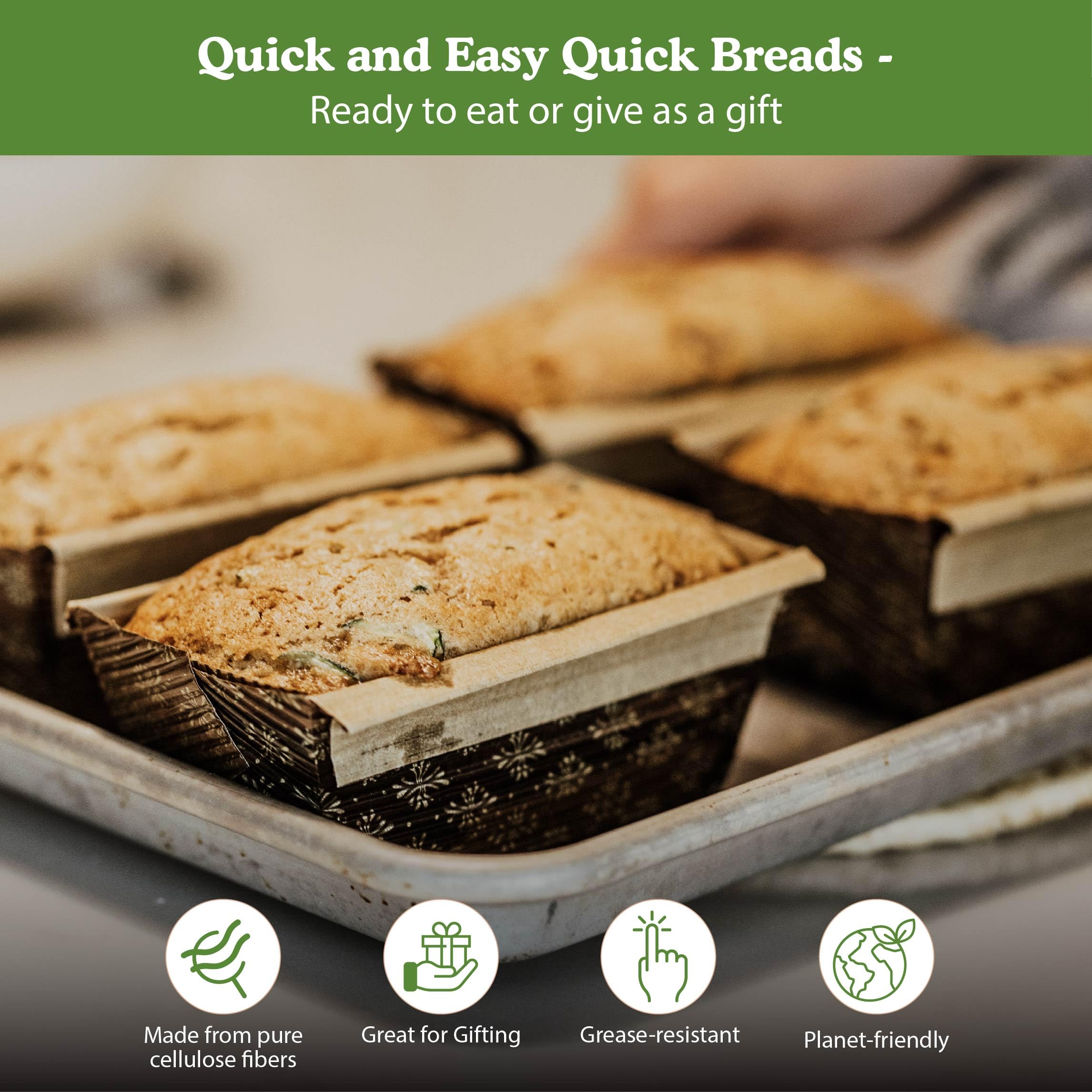 Regency Wraps Loaf Pans, Decorative, Disposable Stand Alone Baking Molds For Quick Breads, Great For Gifting Carrot Cake, And Zu