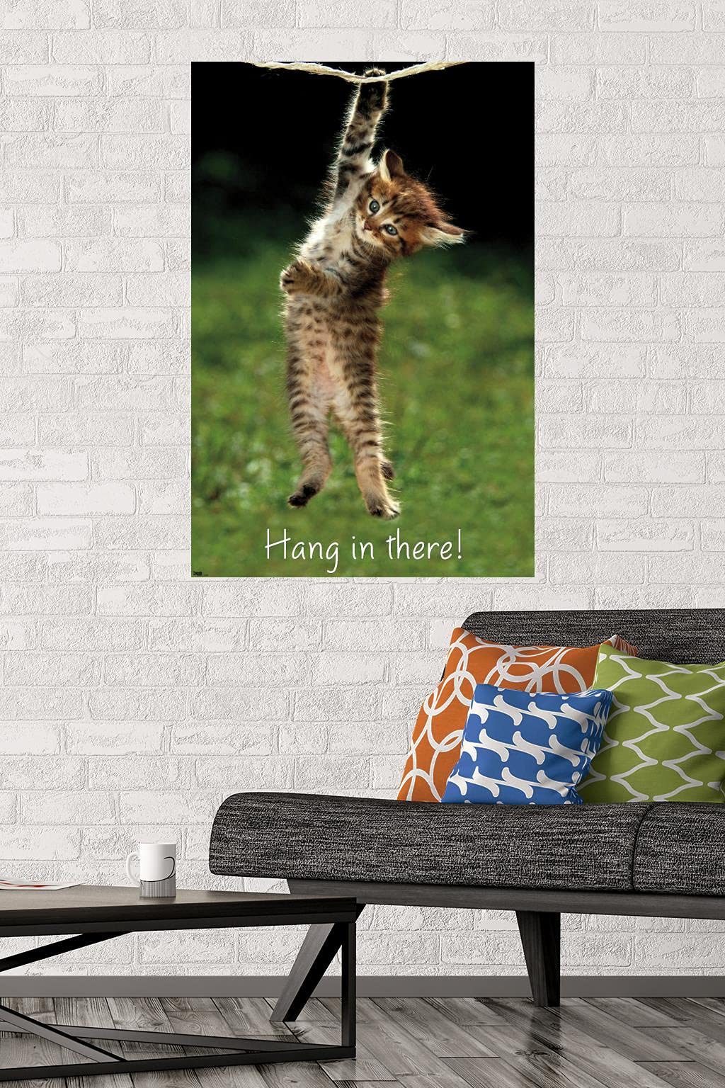 Trends International Famous Kitten Hang In There Poster Wall Poster, 22.37'' X 34.00'', Premium Poster & Mount Bundle