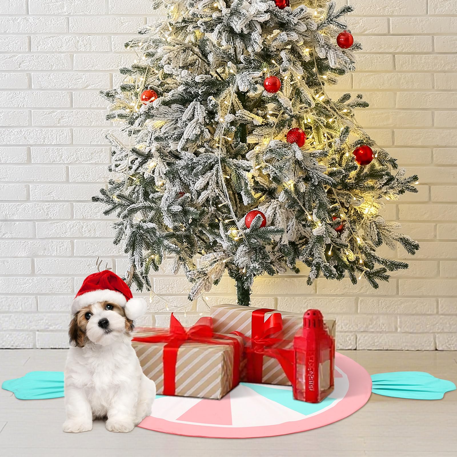 Yeyeplum 48 Inch Candy Christmas Tree Candy Cane Tree Skirt Mat Candyland Christmas Decorations for Candyland Party Decoration X