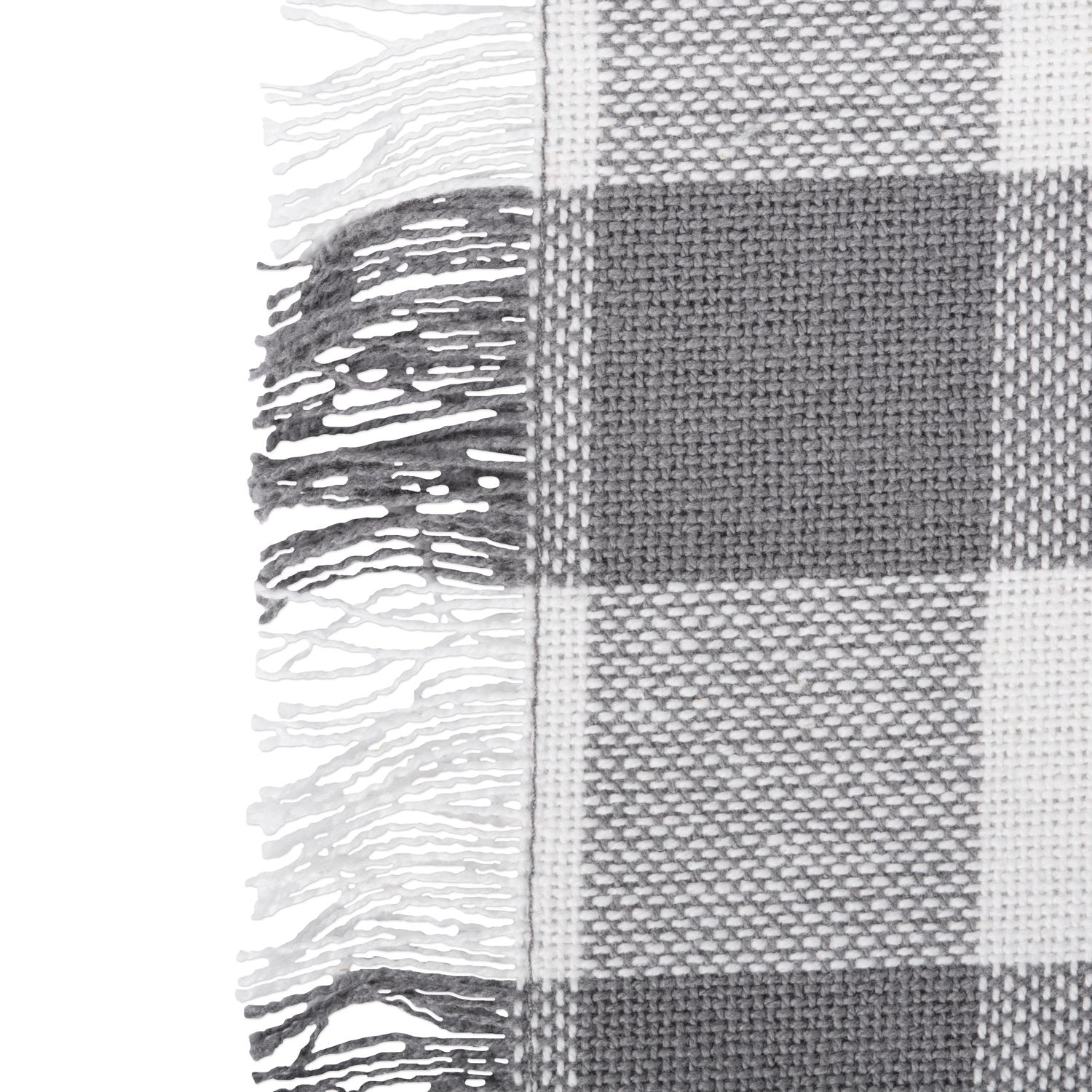 DII Heavyweight Fringed Check Tabletop Collection  Table Runner  14x72  Gray