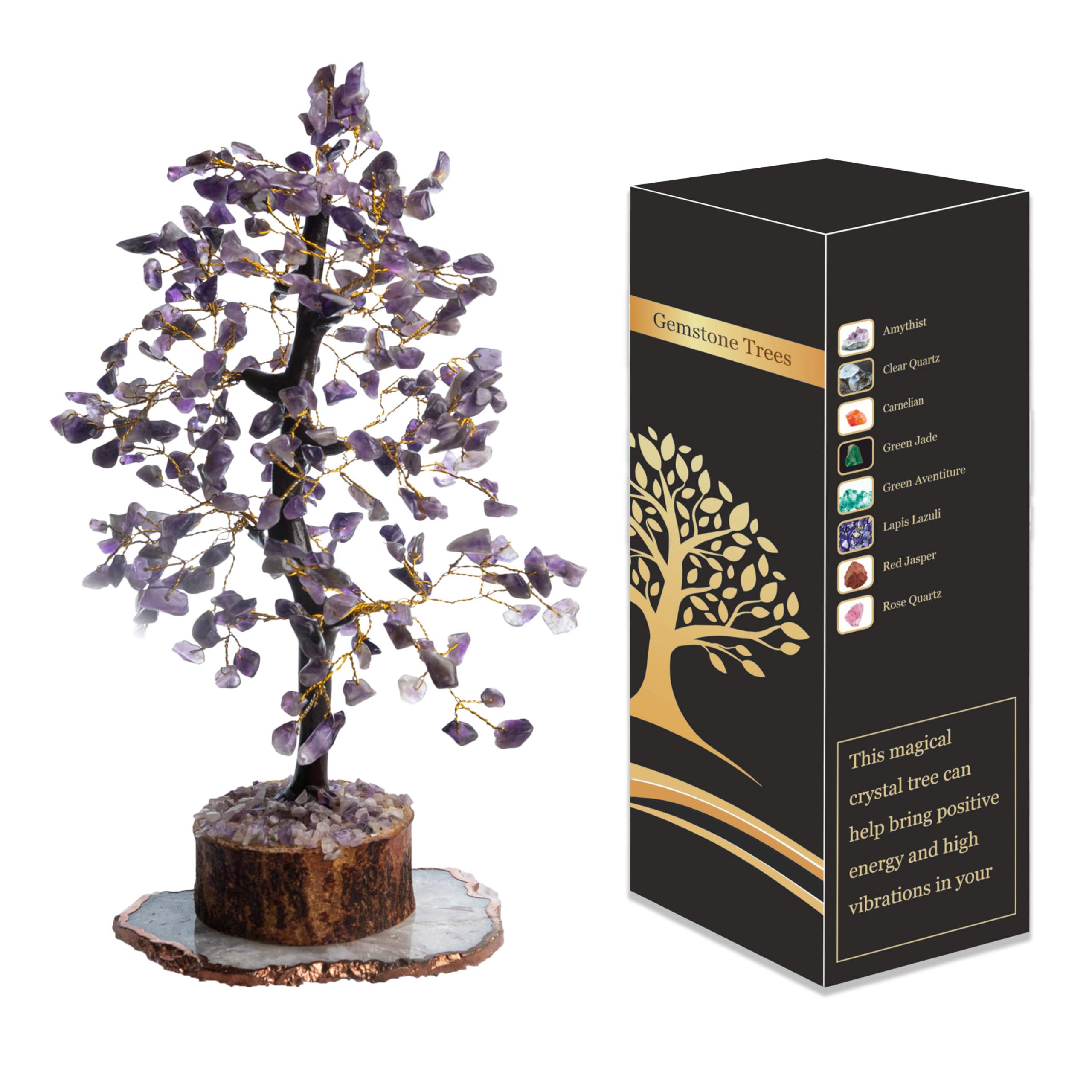 Wonder Care Amethyst Crystal Tree for Positive Energy Home Decorations and Healing Crystal Tree with M-Seal & Golden Wire | Fort
