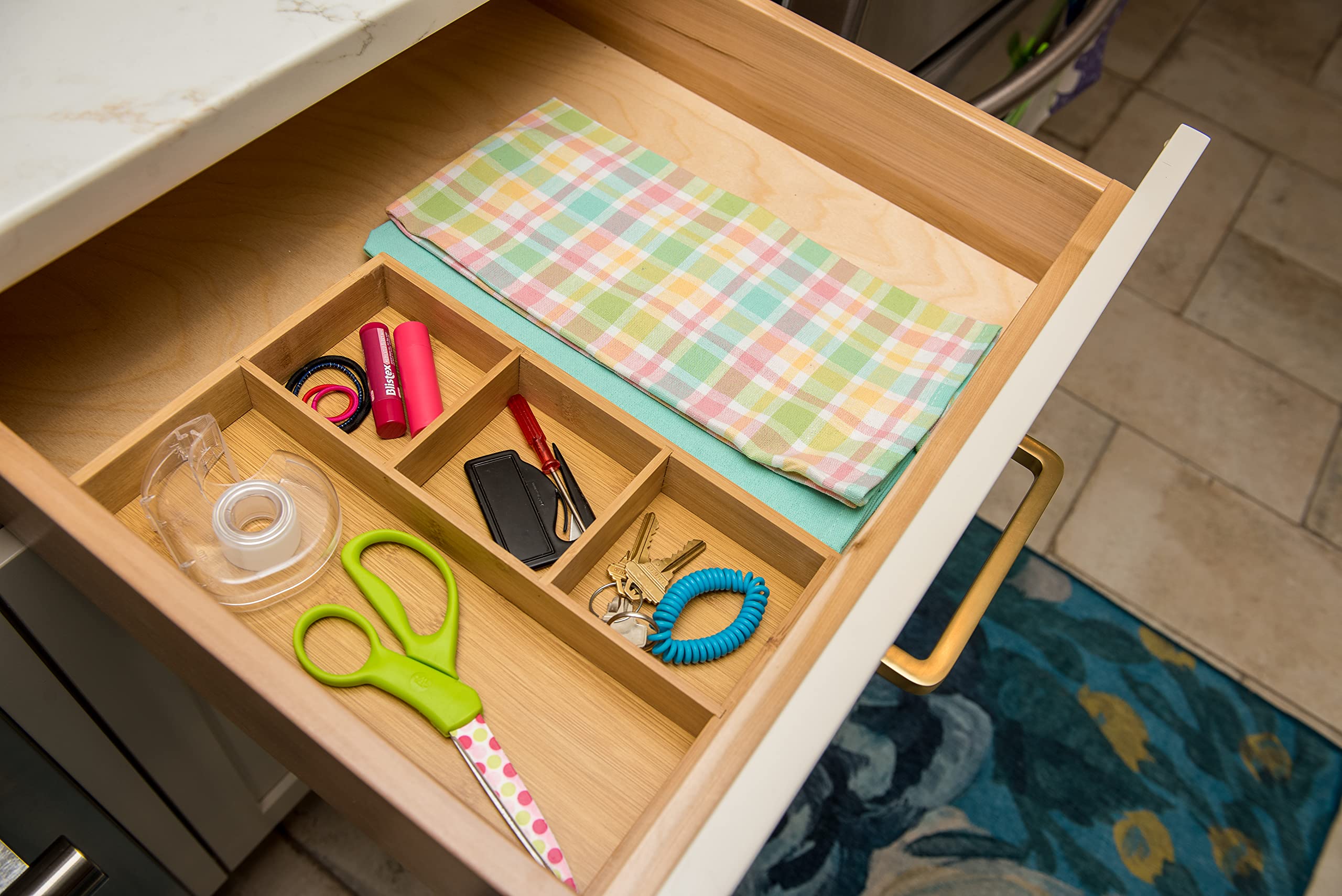 Lipper International 824, Bamboo Wood 4-Compartment Organizer Tray, 11 5/8'' X 7 7/8'' X 1 3/4''