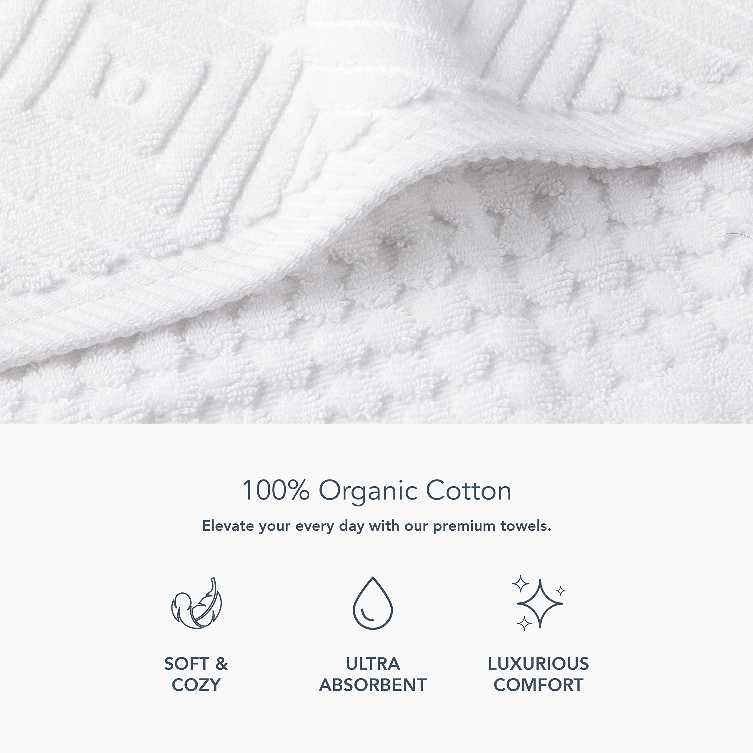 Texere 100% Organic Cotton Diamond Jacquard 700 Gsm Luxury Bath Towel Sets, Soft And Absorbent Hotel Quality, Bath Towels, Hand