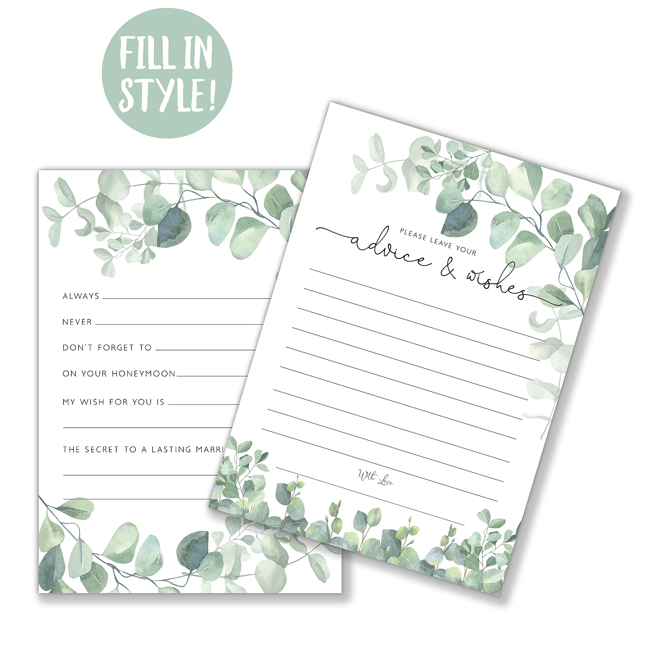 Your Main Event Prints Eucalyptus Advice And Wishes Cards For Bridal Showers, Weddings, And The Bride And Groom - Pack Of 50 5 '