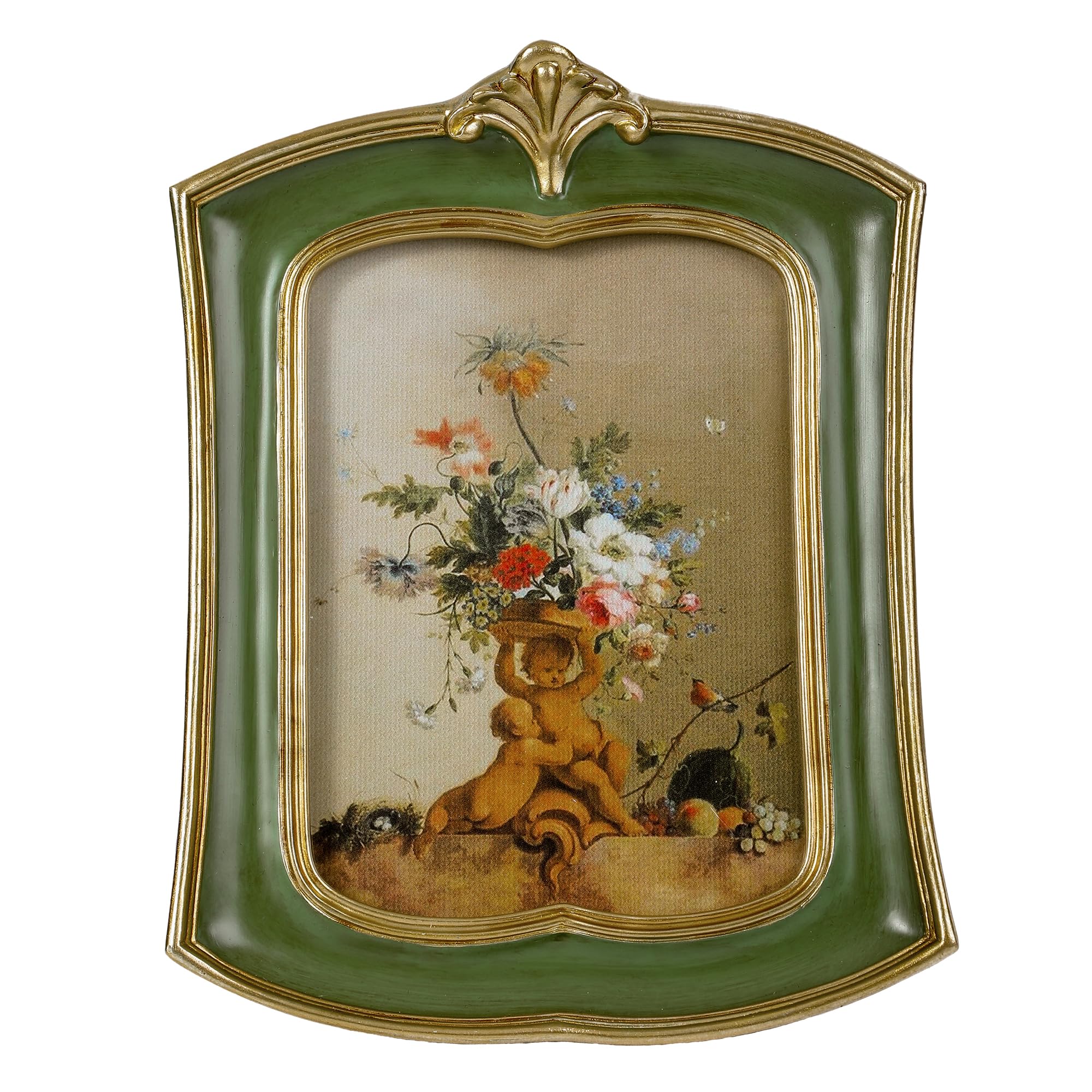 Kangce Vintage Picture Frame 4x6 Antique Ornate Photo Frame Tabletop and Wall Hanging Old-Fashioned Picture Frame, Decorative Re