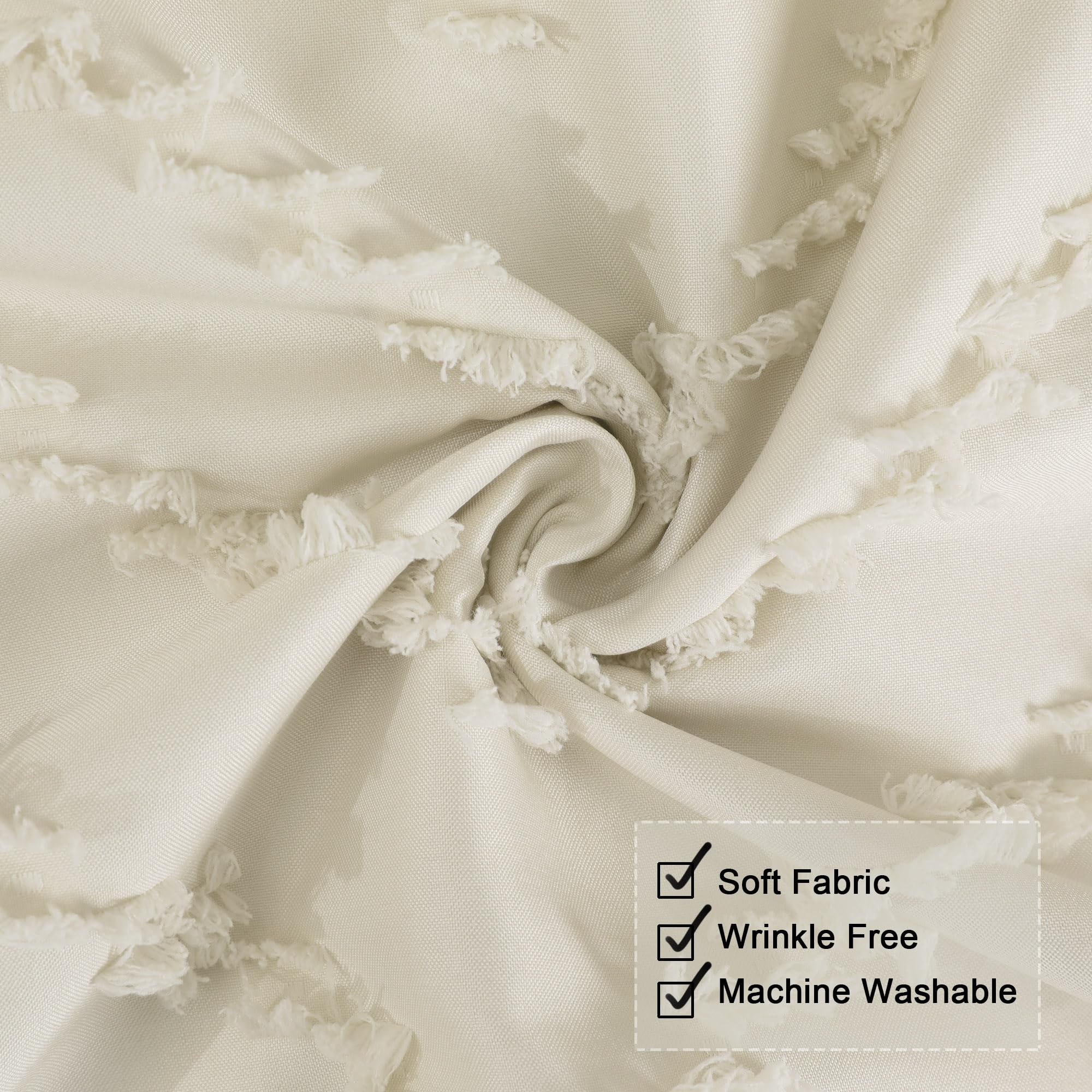 Chyhomenyc Chevron Beige Boho Shower Curtain For Bathroom, Fabric Shower Curtain Chic Tufted Textured Chevron Striped Minimalist