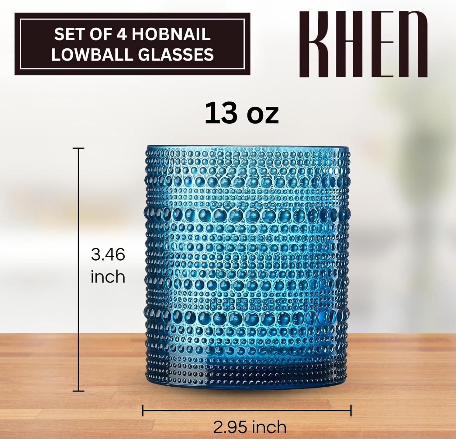 Khen Hobnail Acrylic Lowball Glasses – Retro-Inspired Set of 6 10 oz