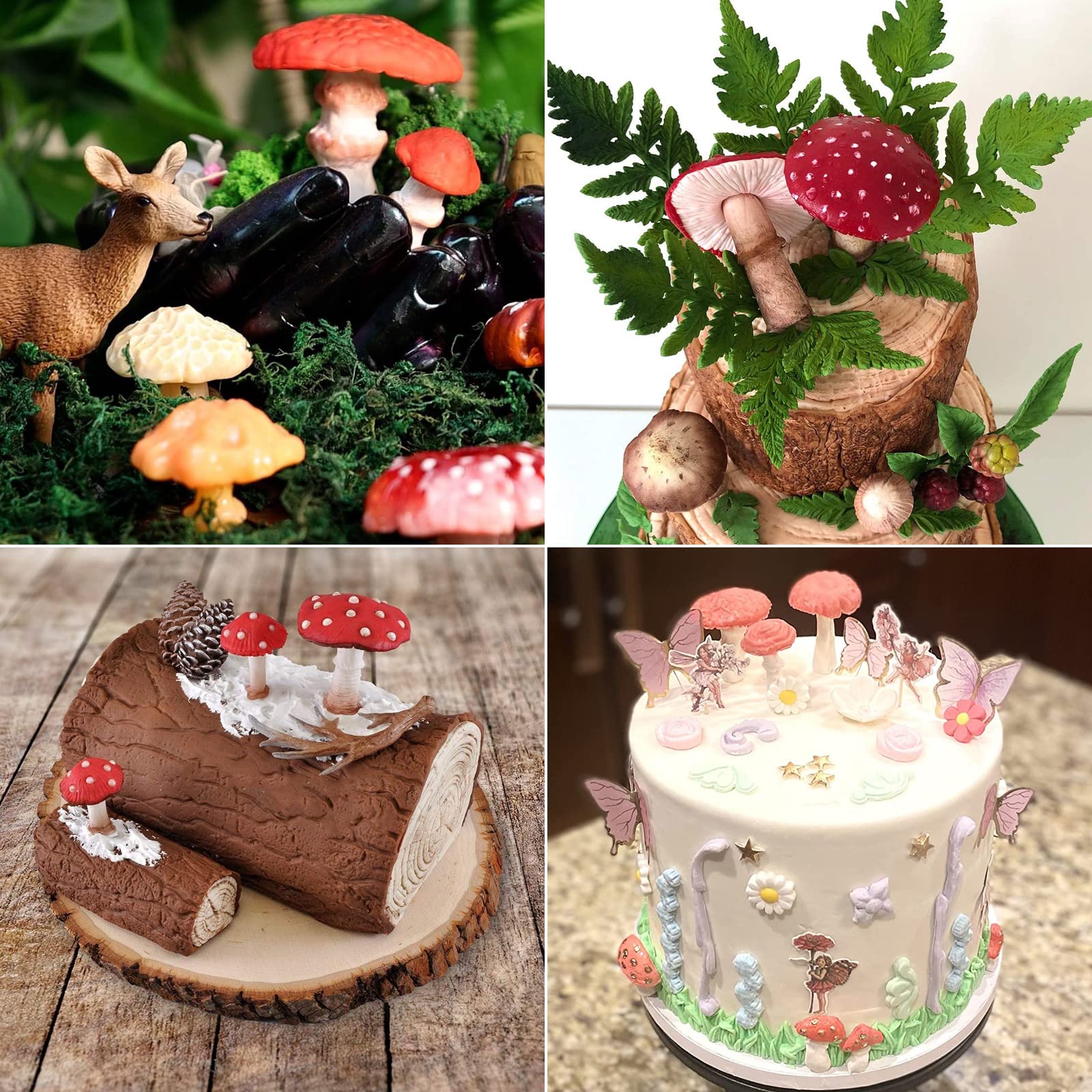 Ikojing Mushroom Fondant Silicone Molds, Chocolate Candy Silicone Molds, Cake Decorating Baking Tool For Alice In Wonderland The