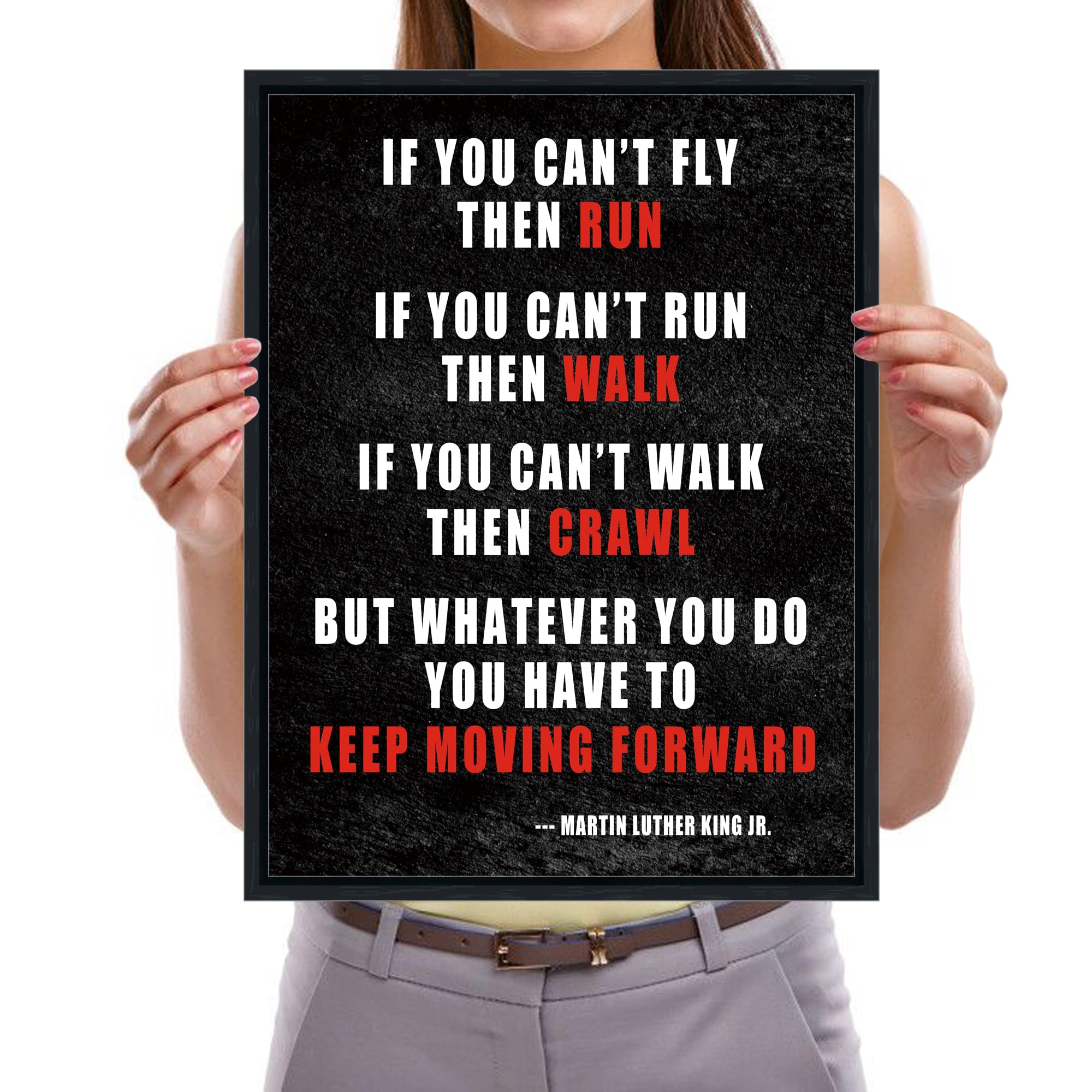 Pyradecor Black Framed Keep Moving Forward Motivational Classroom Positive Quotes Inspirational Poster Canvas Prints Wall Art Fo