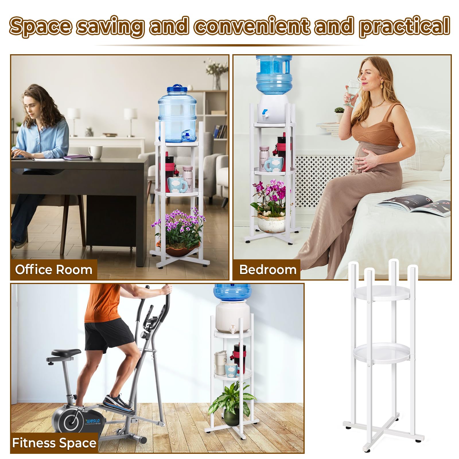 Retyion Water Dispenser Stand 5 Gallon Water Jug Stand Sturdy Water Stand(32.8'' H-11.2'' W) Water Jug Stand With 2 Round Shelfs