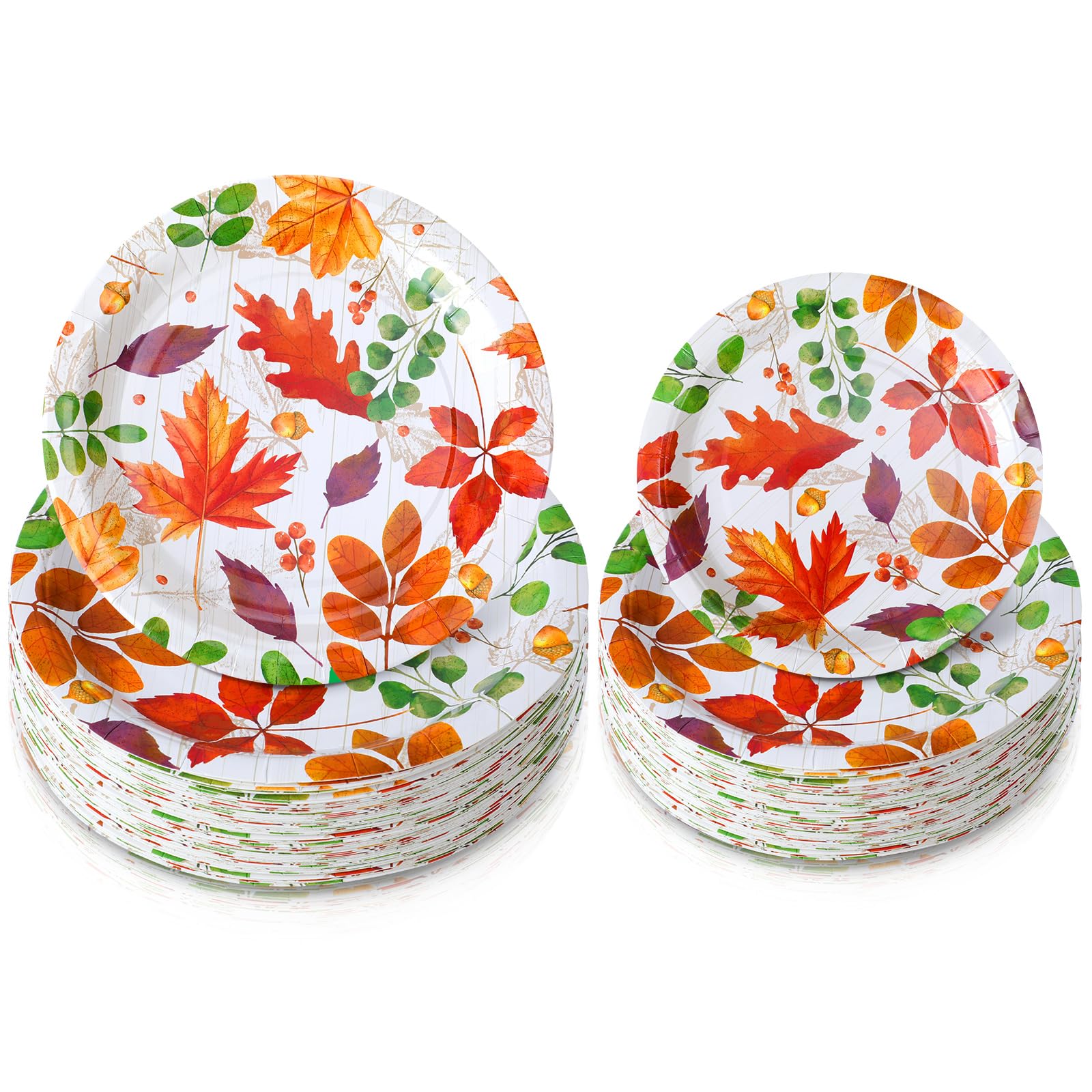 Yungyan 50 Pcs Fall Thanksgiving Leaves Paper Plates Disposable Maple Autumn Thanksgiving Party Plates 9 Inch 7 Inch Maple Leaf 