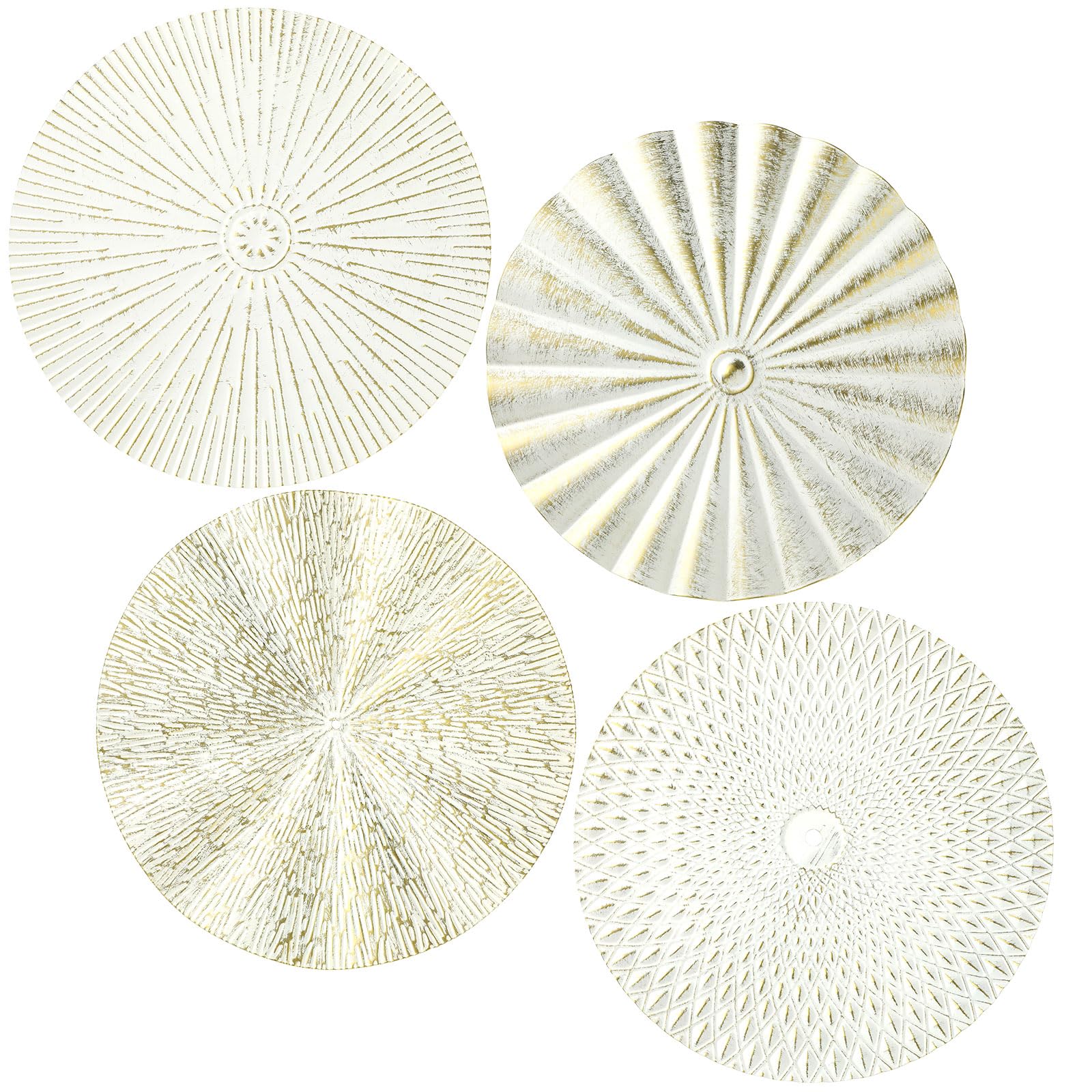Hicarer 4 Pcs 12 Inch Metal Wall Art Decor Sunburst Hanging Metal Artwork Decor Wall Art Decorations for Home Living Room Office