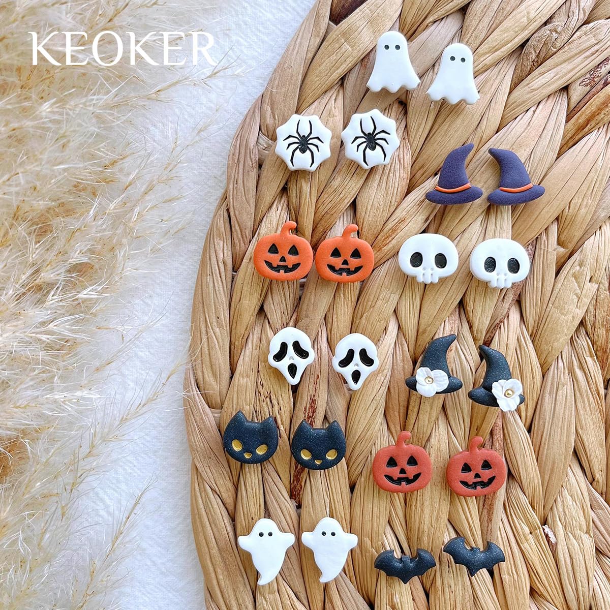 Keoker Halloween Polymer Clay Cutters, Halloween Clay Cutters For Polymer Clay Jewelry, 10 Shapes Halloween Clay Earrings Cutter