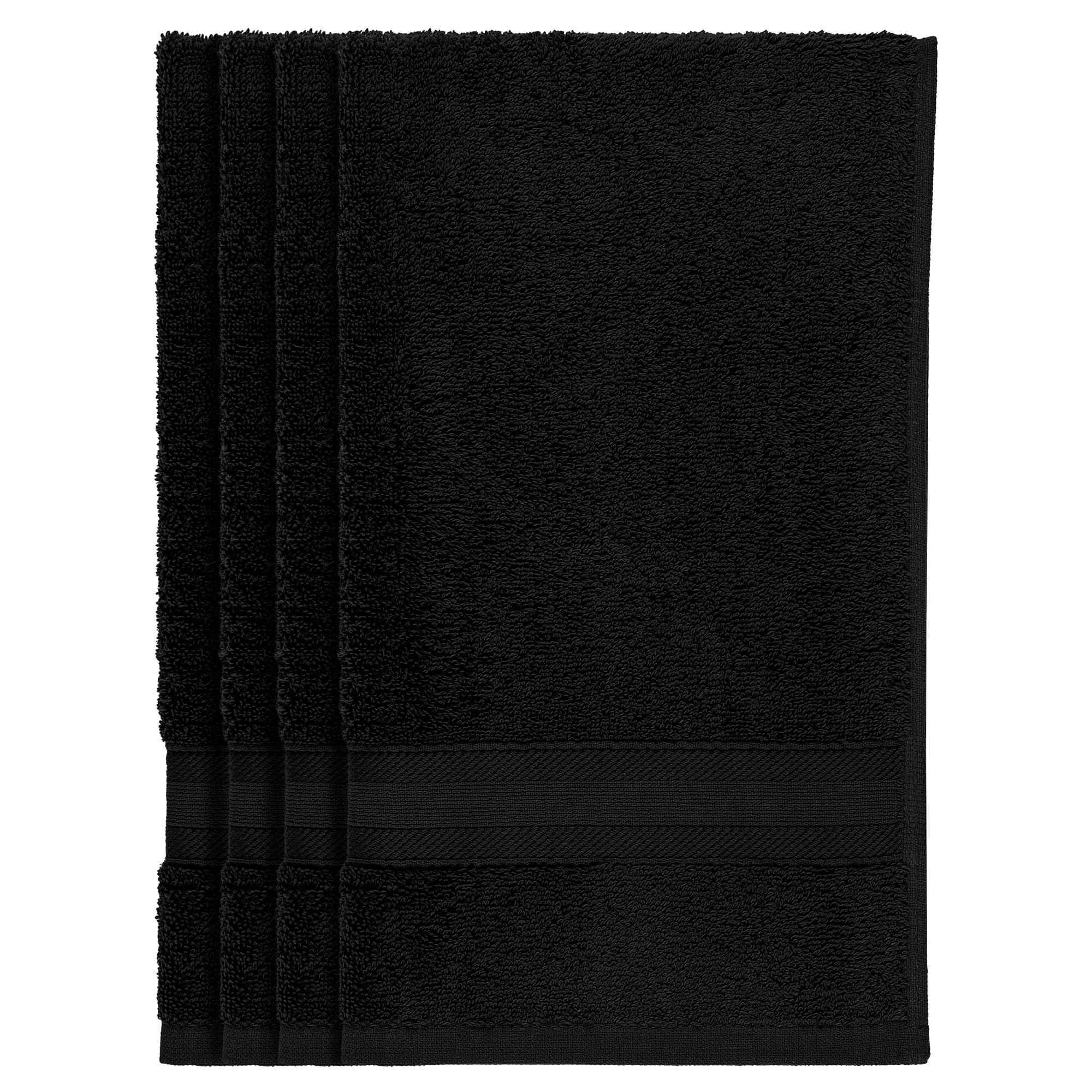 Cotton Fingertip Towels Set - 4 Pack Black Highly Absorbent  Soft Feel Fingertip Towels 11 ''x17 ''