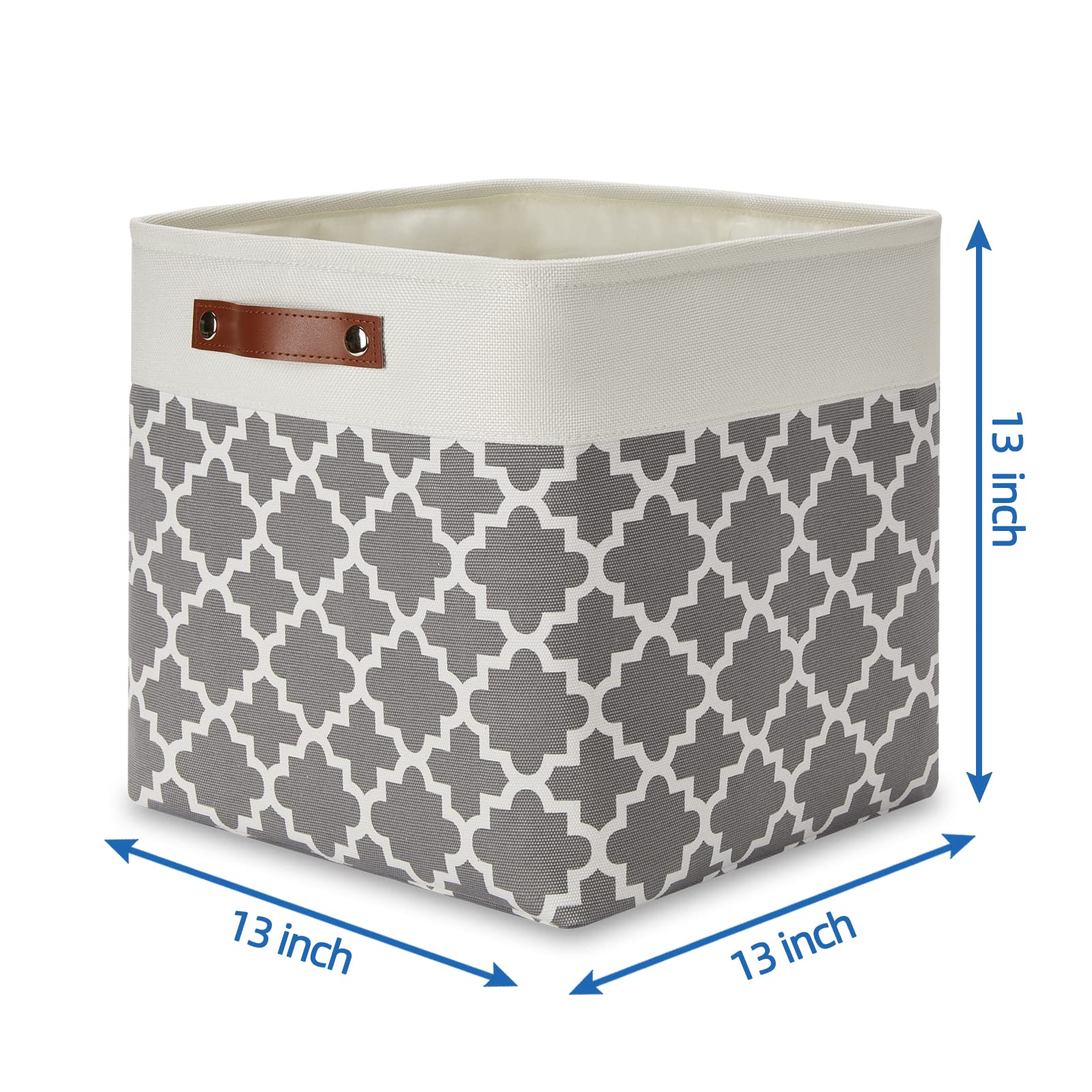 Temary 13A13A13 Foldable Storage Cube Baskets Fabric Cube Storage Basket For Organizing Cloth Storage Bins With Leather Handles