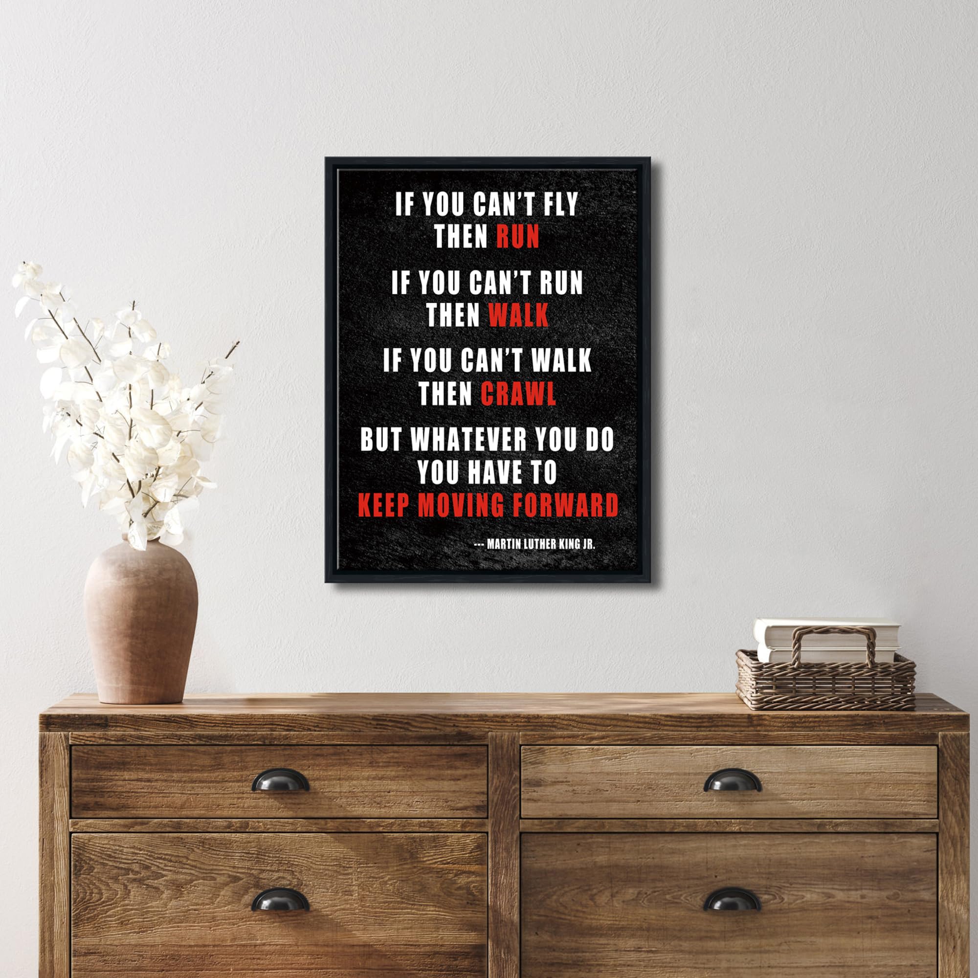 Pyradecor Black Framed Keep Moving Forward Motivational Classroom Positive Quotes Inspirational Poster Canvas Prints Wall Art Fo