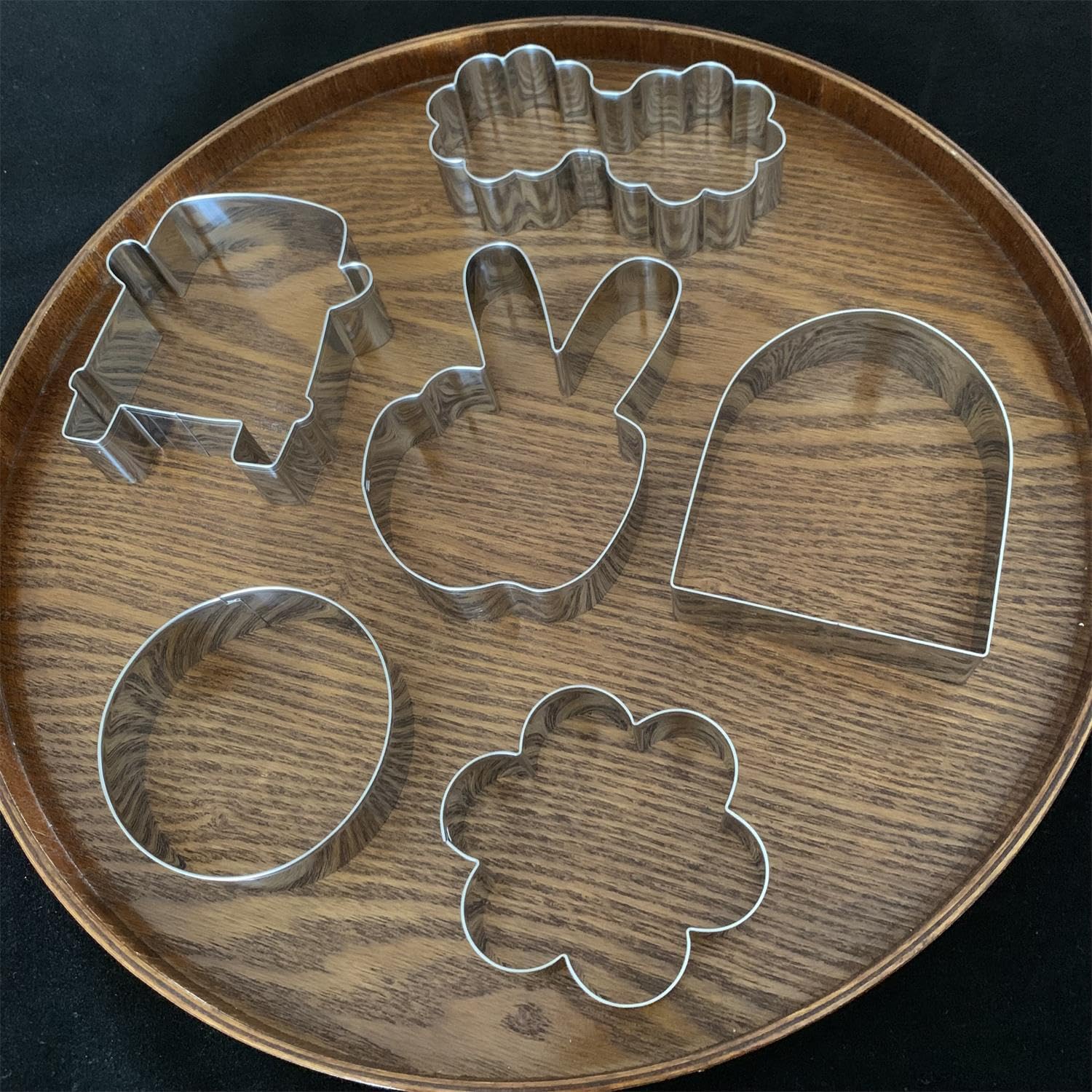 Lubtosmn Large Groovy Cookie Cutter Set-6 Piece-Vw Van, Peace Hand, Daisy, Floral Sunnies, Rainbow And Circle-Diswasher Safe-Coo