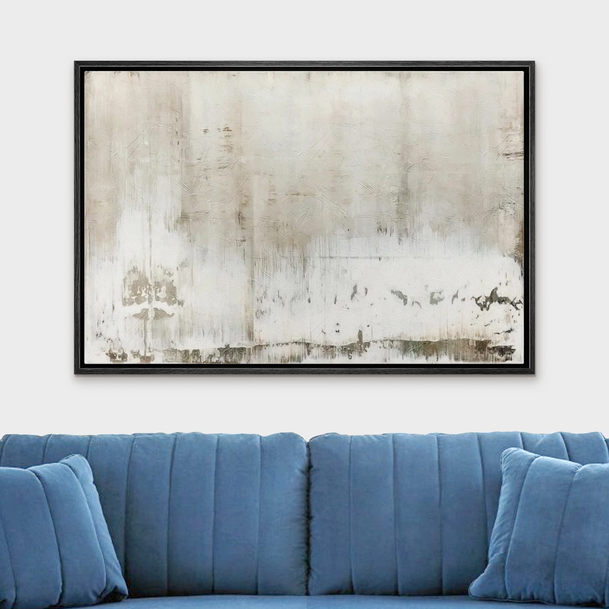 Wall26 Framed Canvas Print Wall Art Pastel Minimal Grunge Brown White Paint Strokes Abstract Shapes Illustrations Modern Art Dec