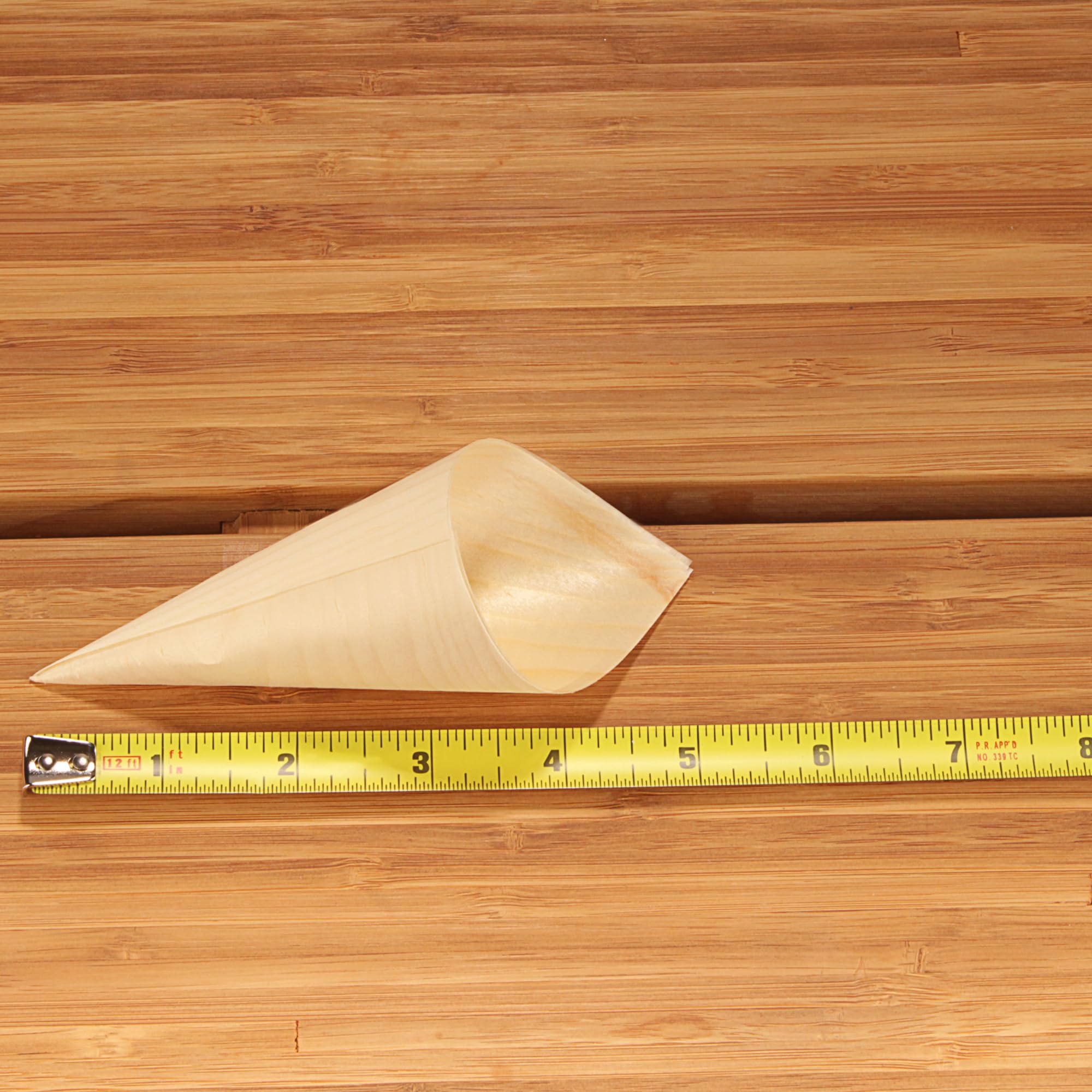 Bamboomn - Disposable Food And Appetizer Wood Cones - 5'' X 2'' - 100 Pieces