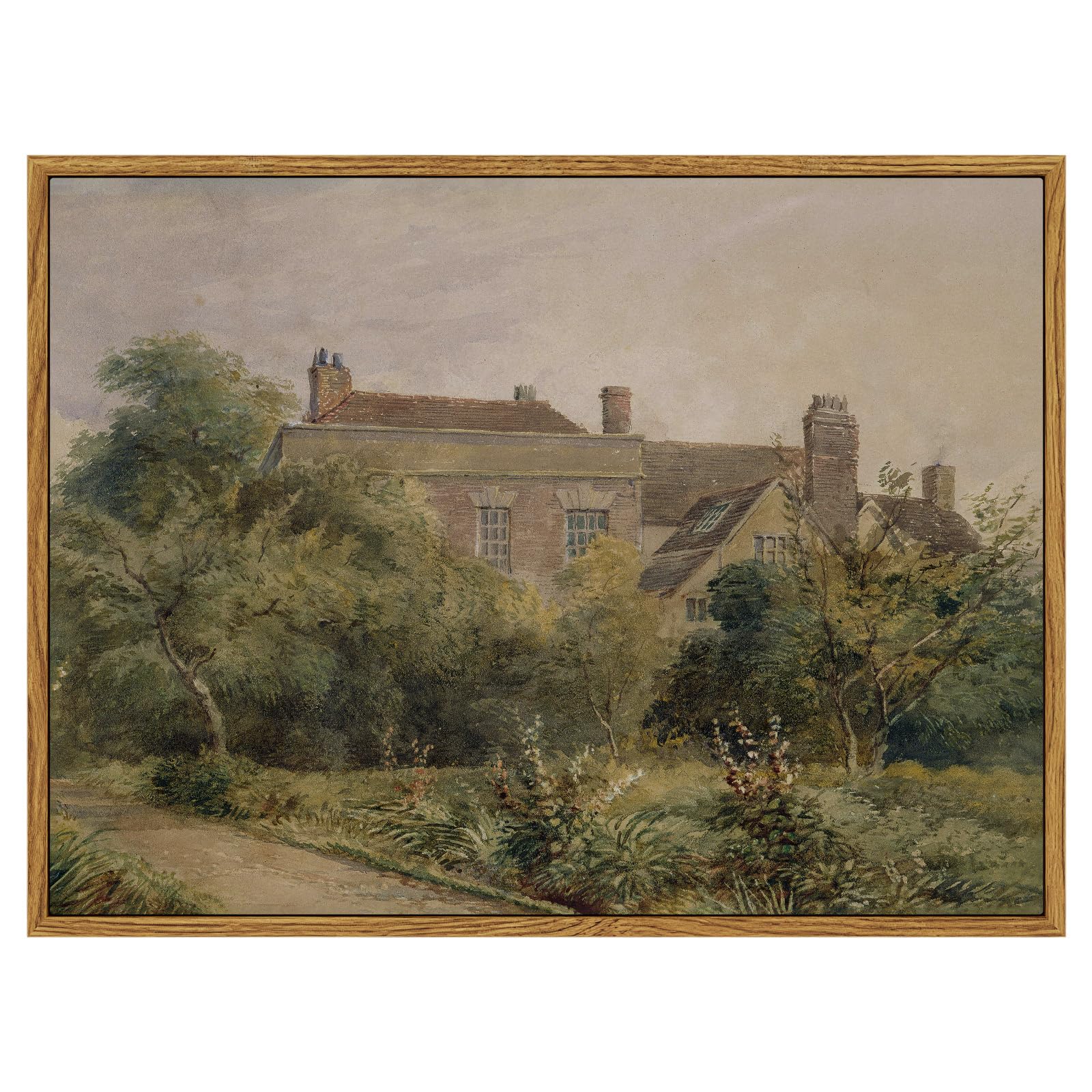 Insimsea Framed Canvas Wall Art Vintage Decor, Home Decor Classical Scenery Landscape Watercolor Paintings Canvas Prints, Wall D