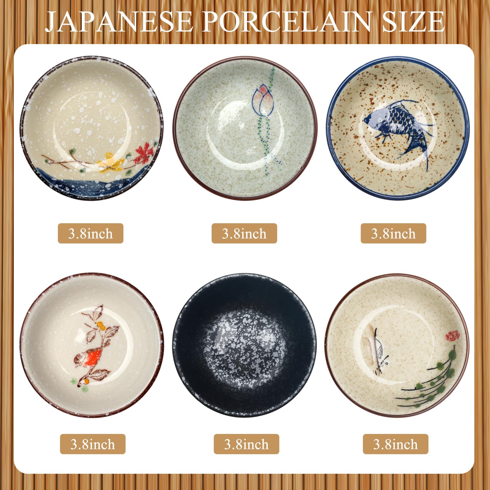 Tioncy Set Of 12 Japanese Retro Style Tableware Soy Sauce Dish Set 6 Pcs Asian Soup Spoons 6 Pcs Ramen Spoon Appetizer Plates 3.