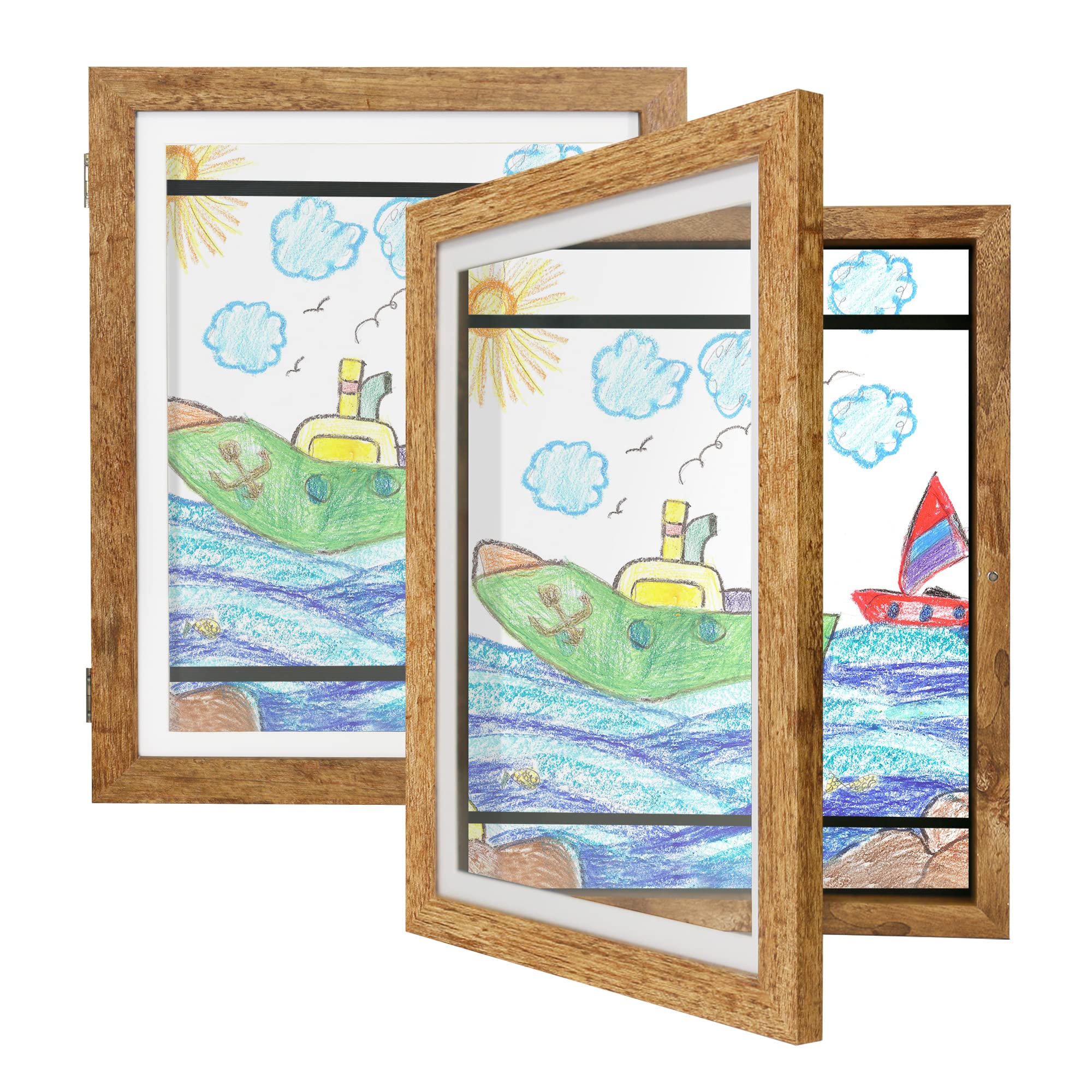 iRahmen Kids Art Frame 2 Pack - 9x12 Front Opening Kids Frames for Artwork, Kids Artwork Frames Changeable Storage Holds 50, Kid