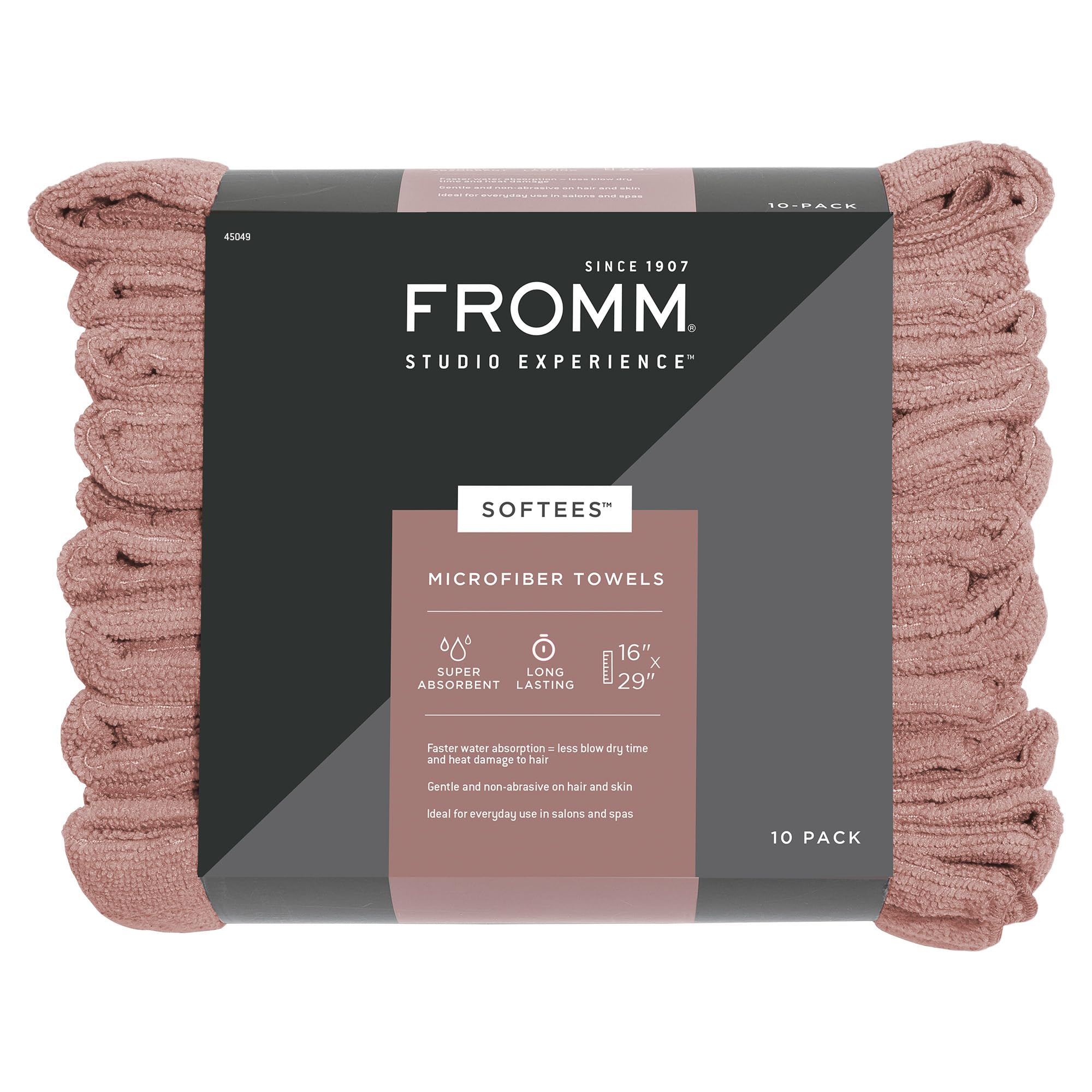 Fromm Softees Microfiber Towels for Hair Salon, Barber, Spa, Gym, Hair Wrap for Drying Curly, Long, Wavy Hair, Terracotta, 16 x