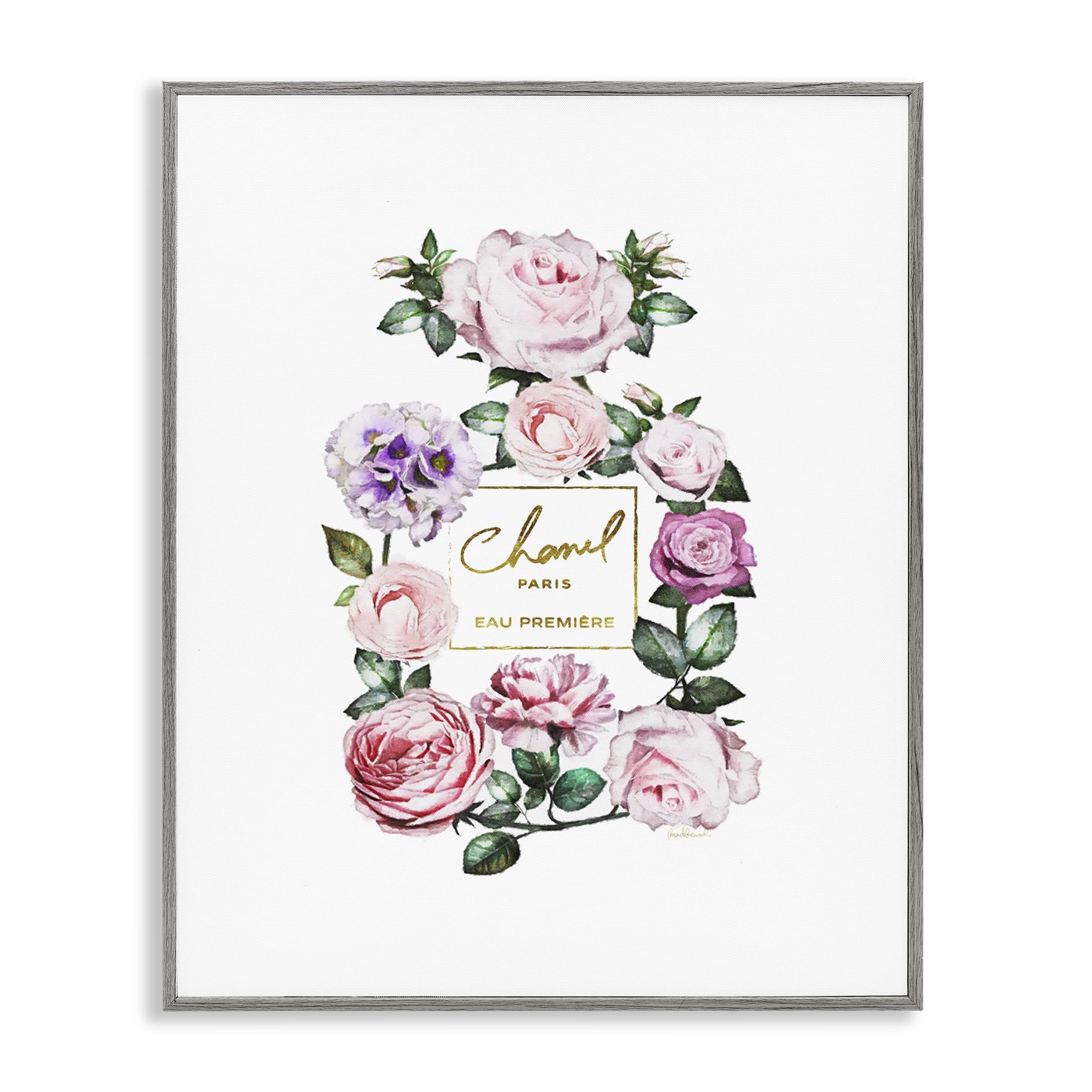 Stupell Industries Spring Garden Rose Florals Glam Perfume Bottle