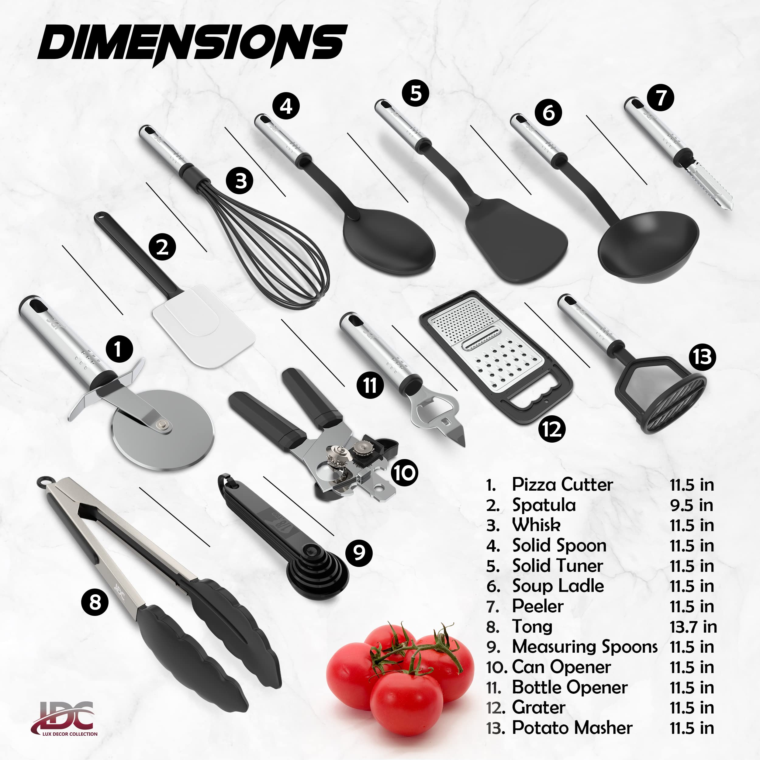 Ldc Lux Decor Kitchen Utensils Set, 23 Pieces Kitchen Utensils, Non-Stick And Heat Resistant Cooking Utensils Set, Useful Kitche