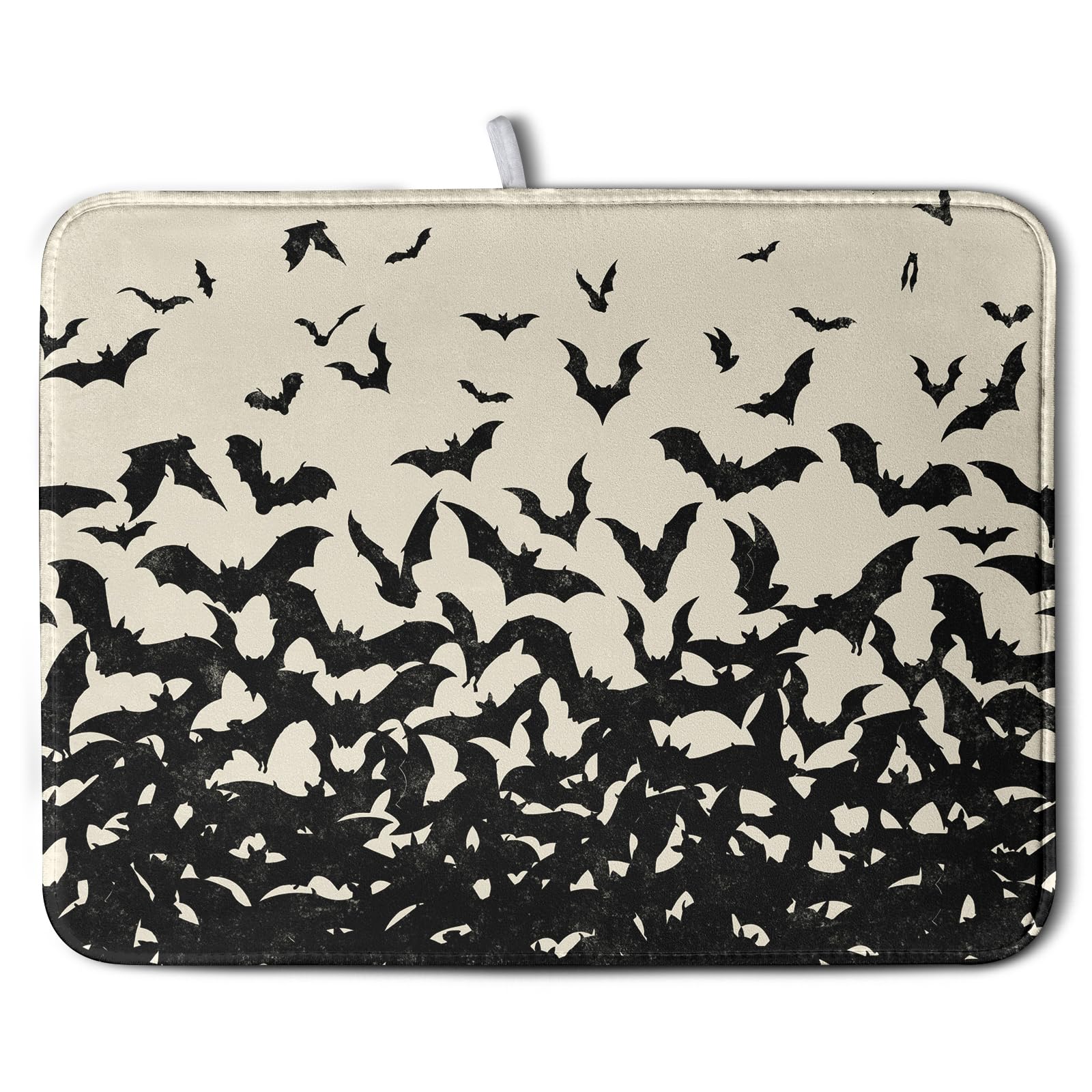 Kwlegh Halloween Bats Halloween Dish Drying Mat for Kitchen Counter 18x24 Inch Microfiber Absorbent Drying Mats Washable Dishes 