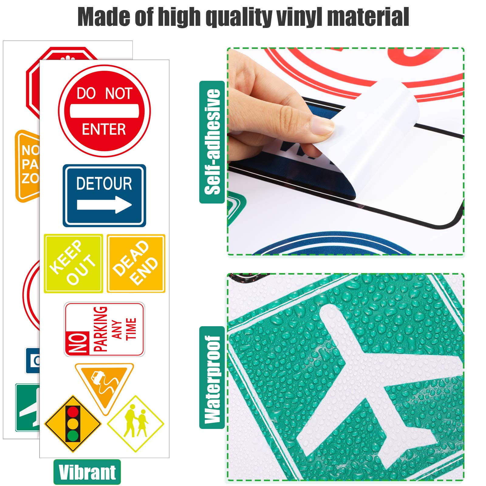 15 Pieces Road Signs Wall Decal Traffic Sign Stickers Street Signs Decals Stop Street Transportation Signs Vinyl Wall Decals For