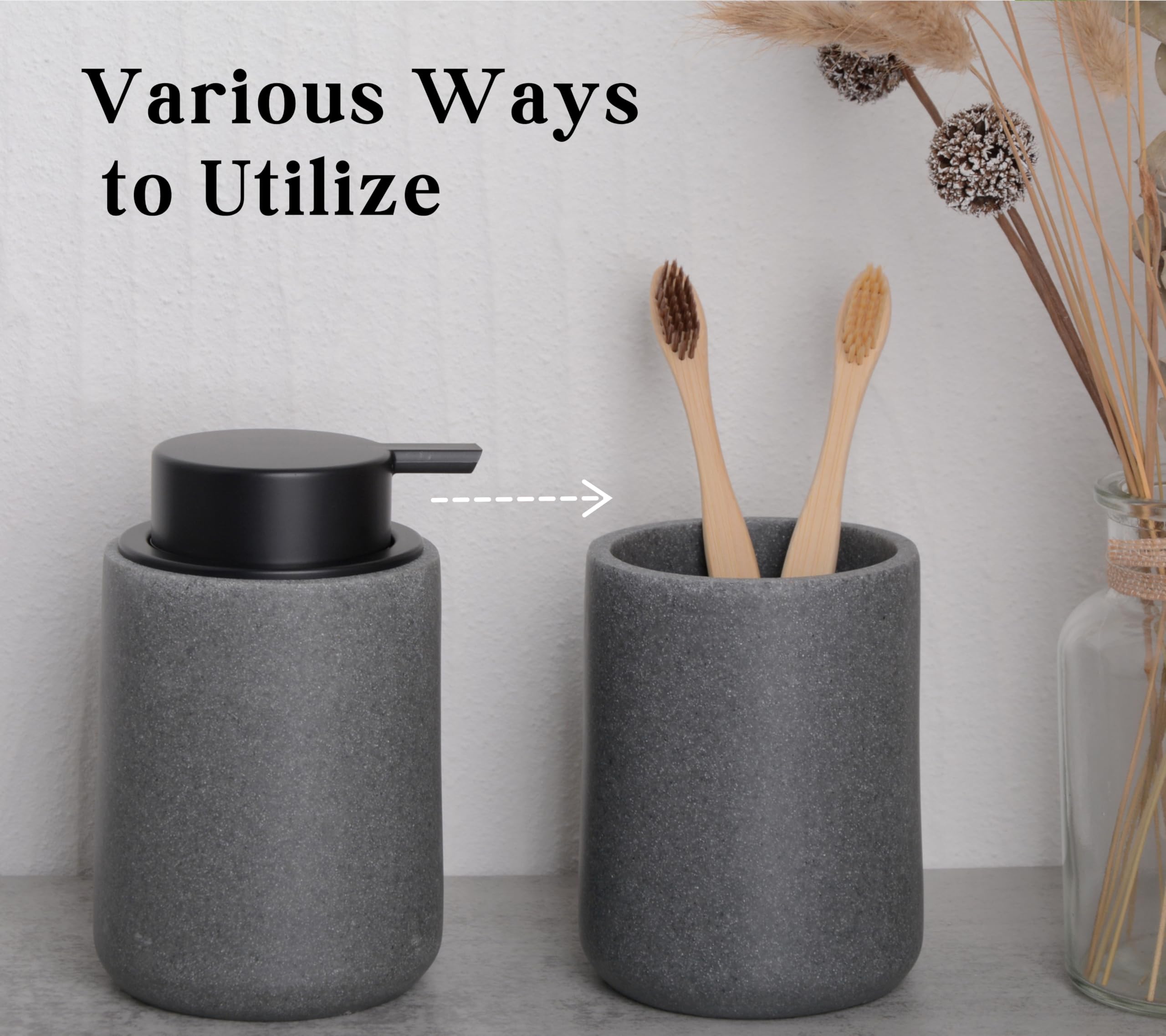 Clasin Home Resin Hand Soap Dispenser With Easy-To-Press Pump, Refillable Liquid Soap Dispenser With Sandstone Like Finish, Soap