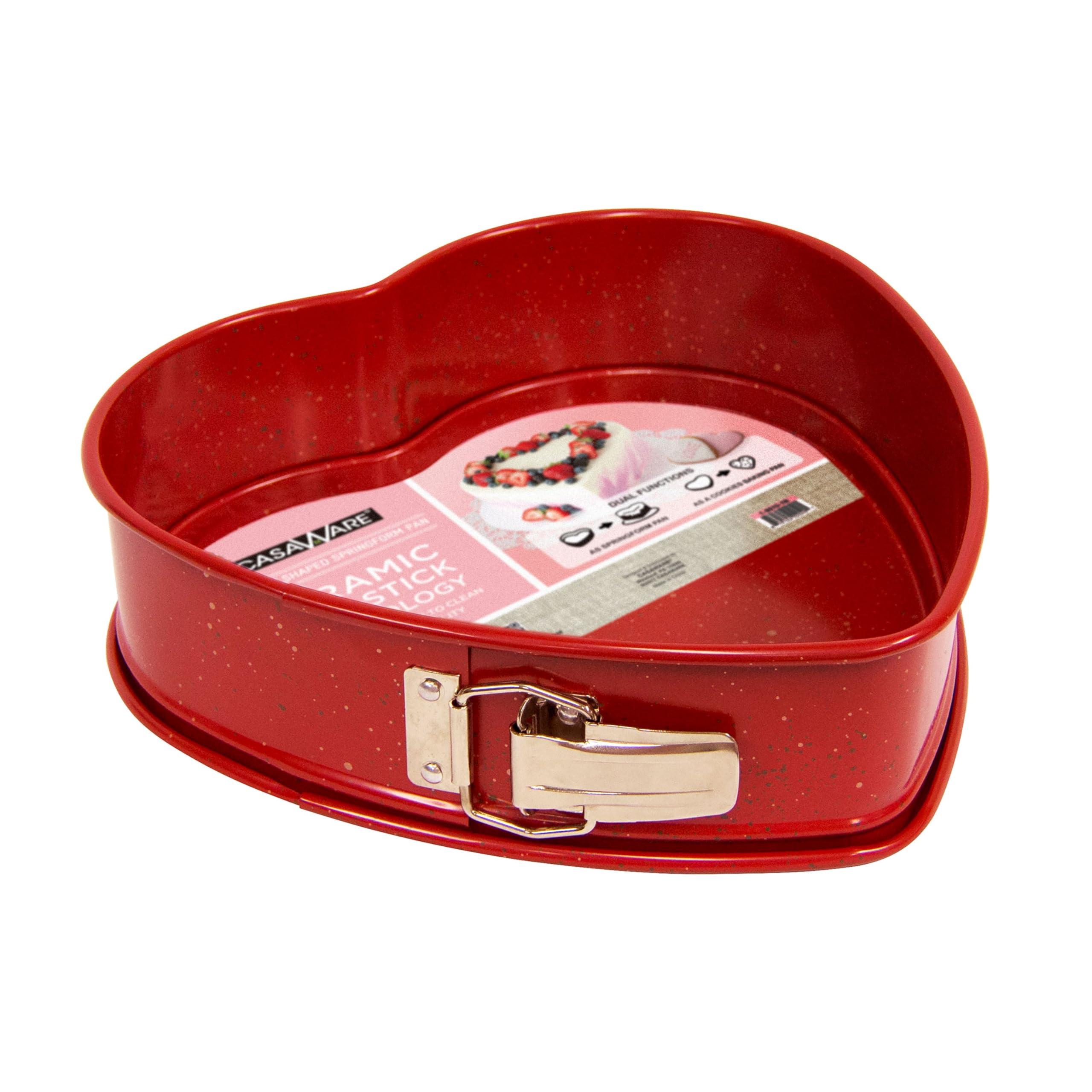 Casaware Heart Springform 10-Inch Pan, Ceramic Coated Nonstick Red Granite
