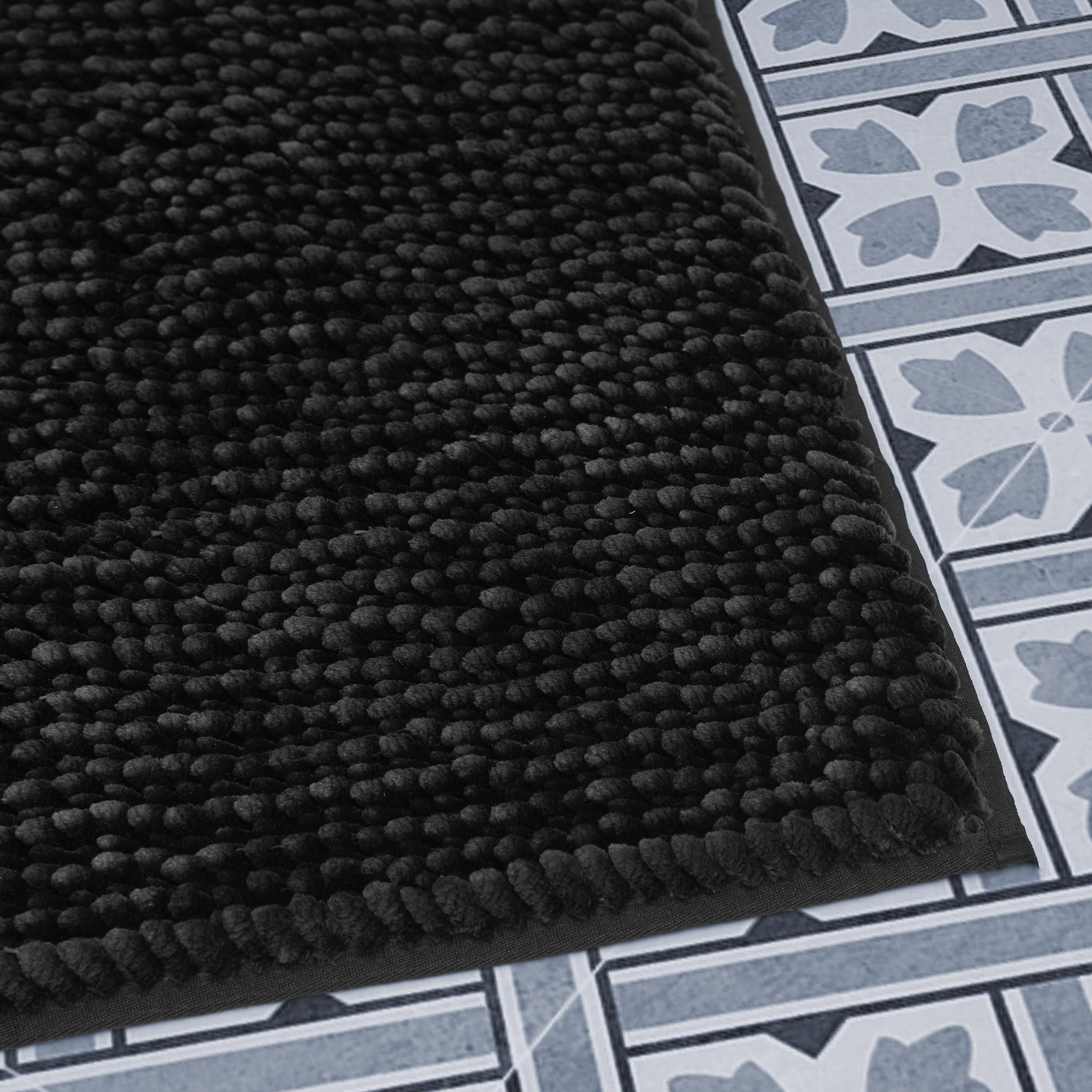 Laura Ashley Butter Chenille Bath Rug, Absorbent Shaggy Bathroom Mat, Non Slip Plush Carpet Rugs For Tub And Sink - 2 Piece (17'