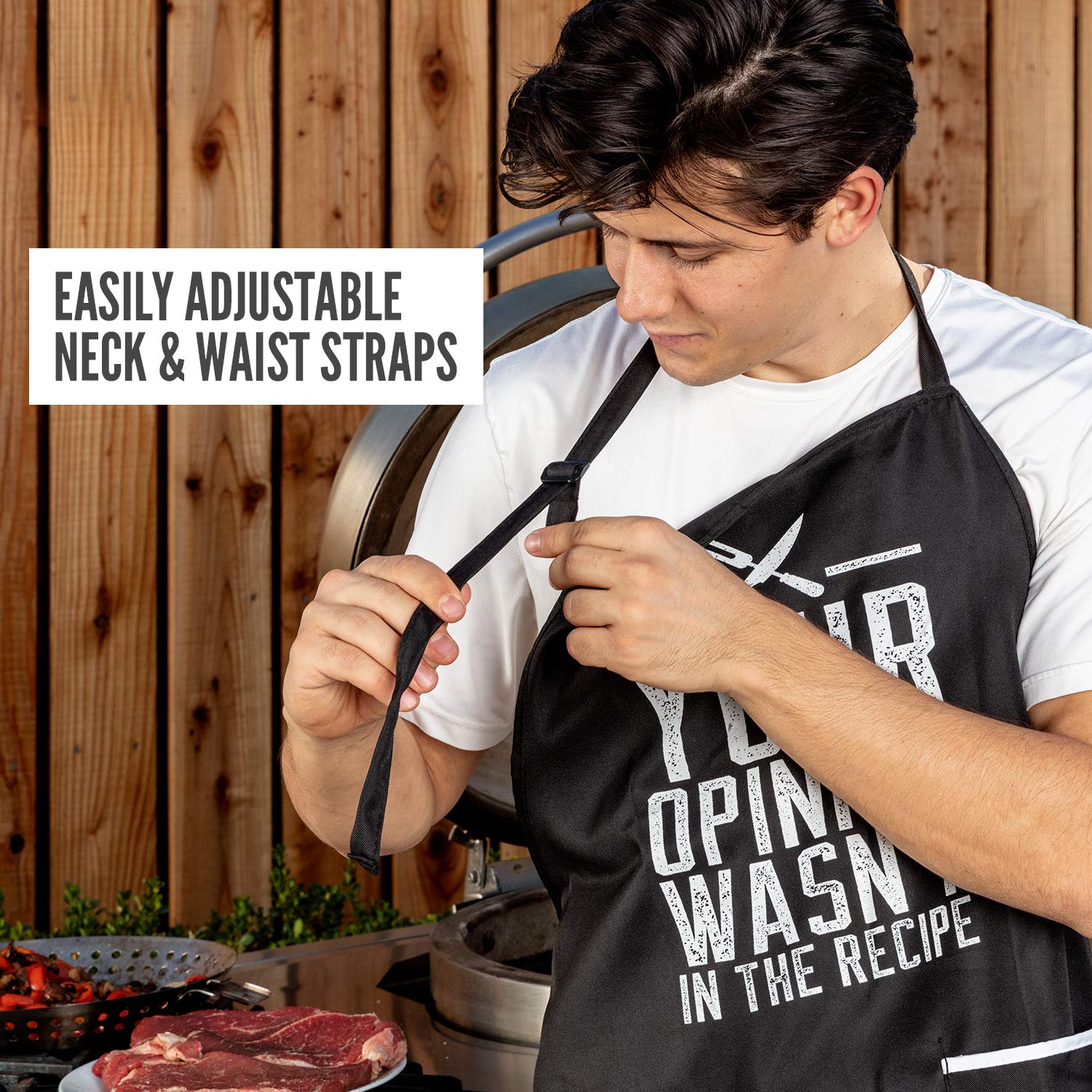 Funny Apron For Women And Men With 2 Large Pockets - Your Opinion Wasnt In The Recipe One-Size-Fits-All Adjustable Cotton/Poly C