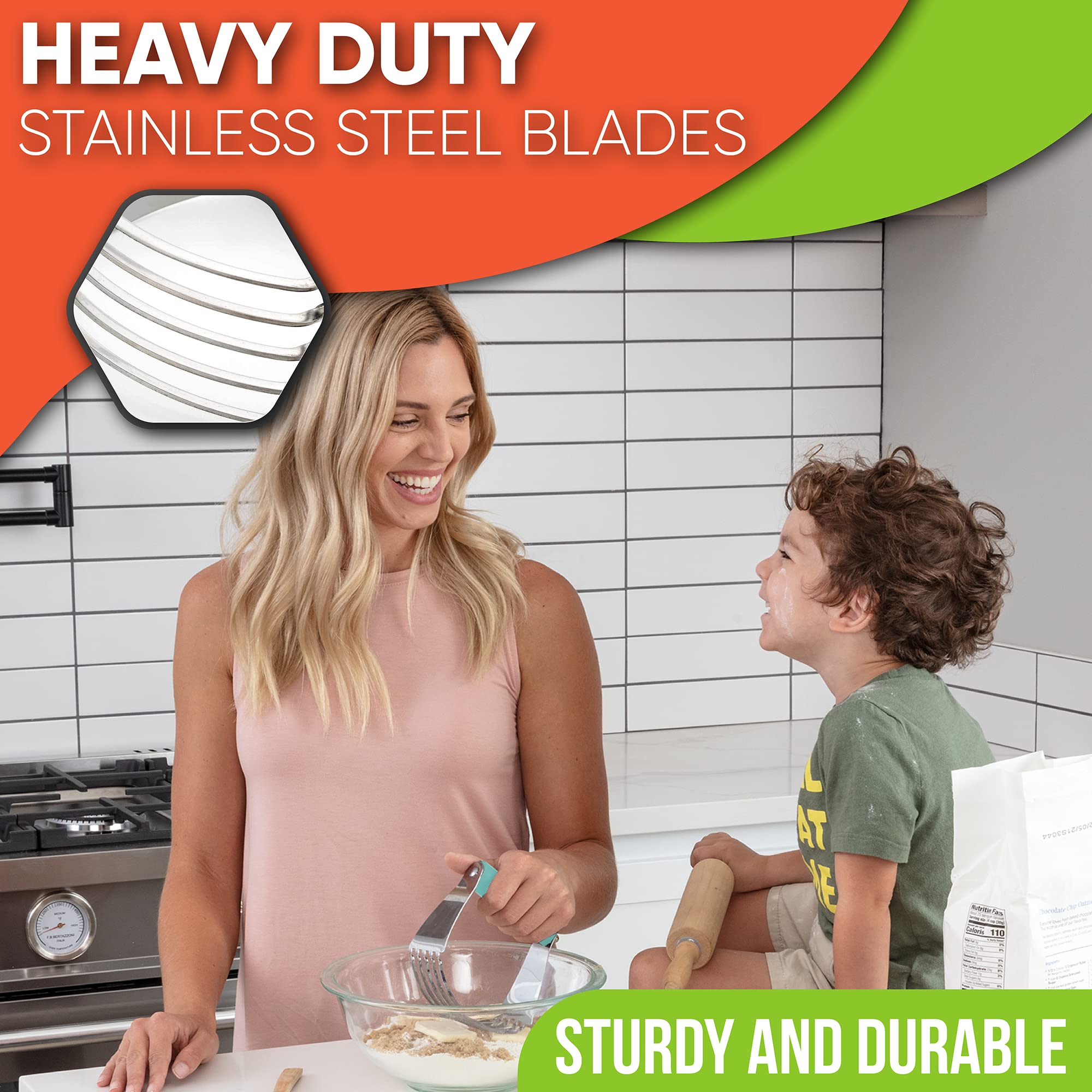 Spring Chef Large Dough Blender For Baking, Professional Dough Cutter Tool, Stainless Steel Puff Pastry Cutter Tool with Sharp B