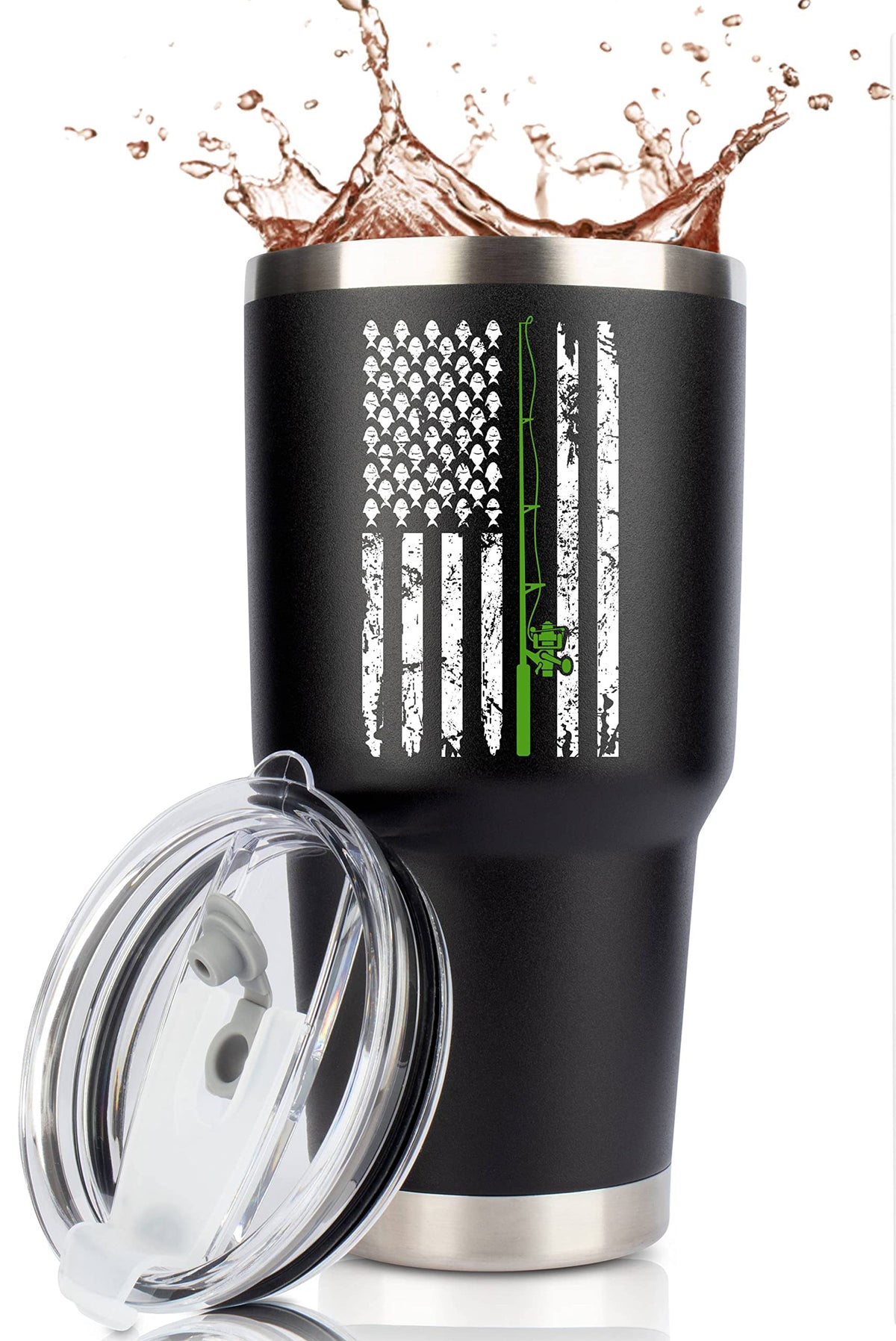 Jenvio Fishing For Men | Stainless Steel Travel Tumbler/Mug With 2 Lids 2 Straws And Gift Box For Coffee Cup | Fly Fishing | Fun