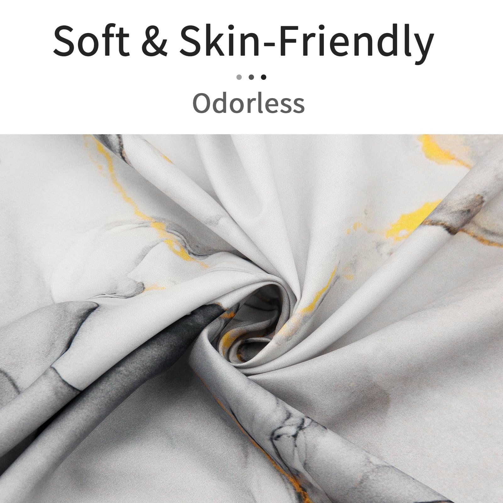 Gibelle Extra Long Shower Curtain 72 X 84, Tall Abstract Grey Marble Shower Curtain, Modern Ink Art Waterproof Fabric Shower Cur