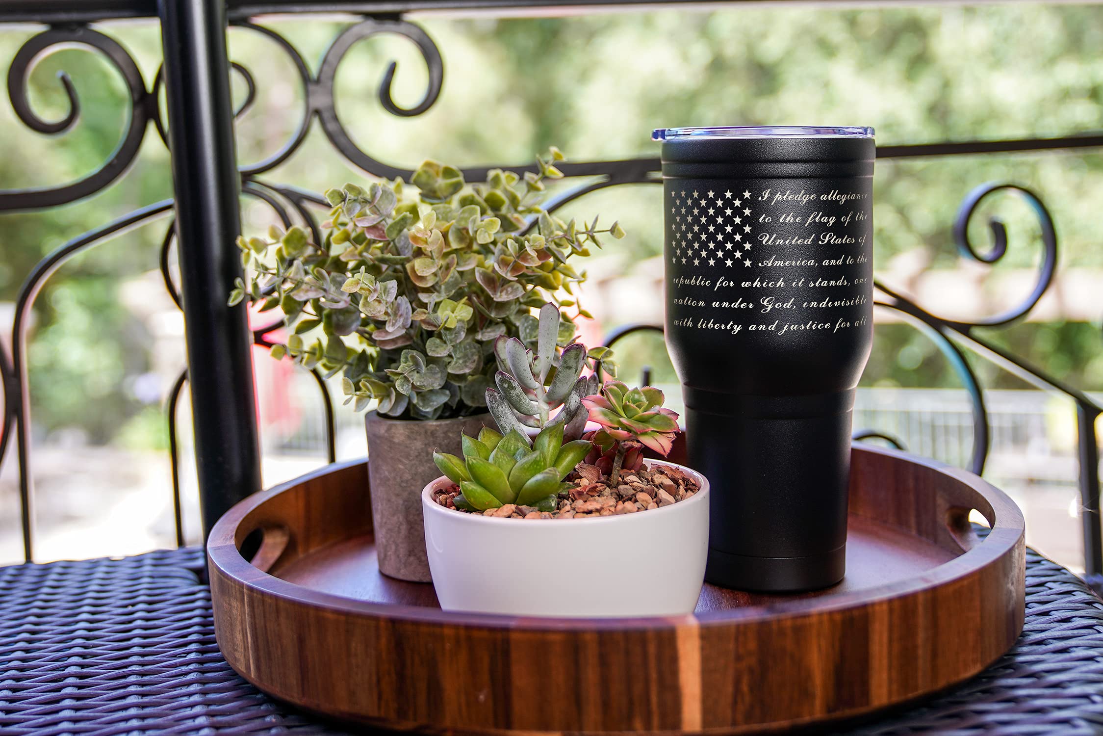 Military Gift Shop 30 Oz American Flag Coffee Tumbler - Double Wall Vacuum Insulated Stainless Steel Pledge Of Allegiance Tumble