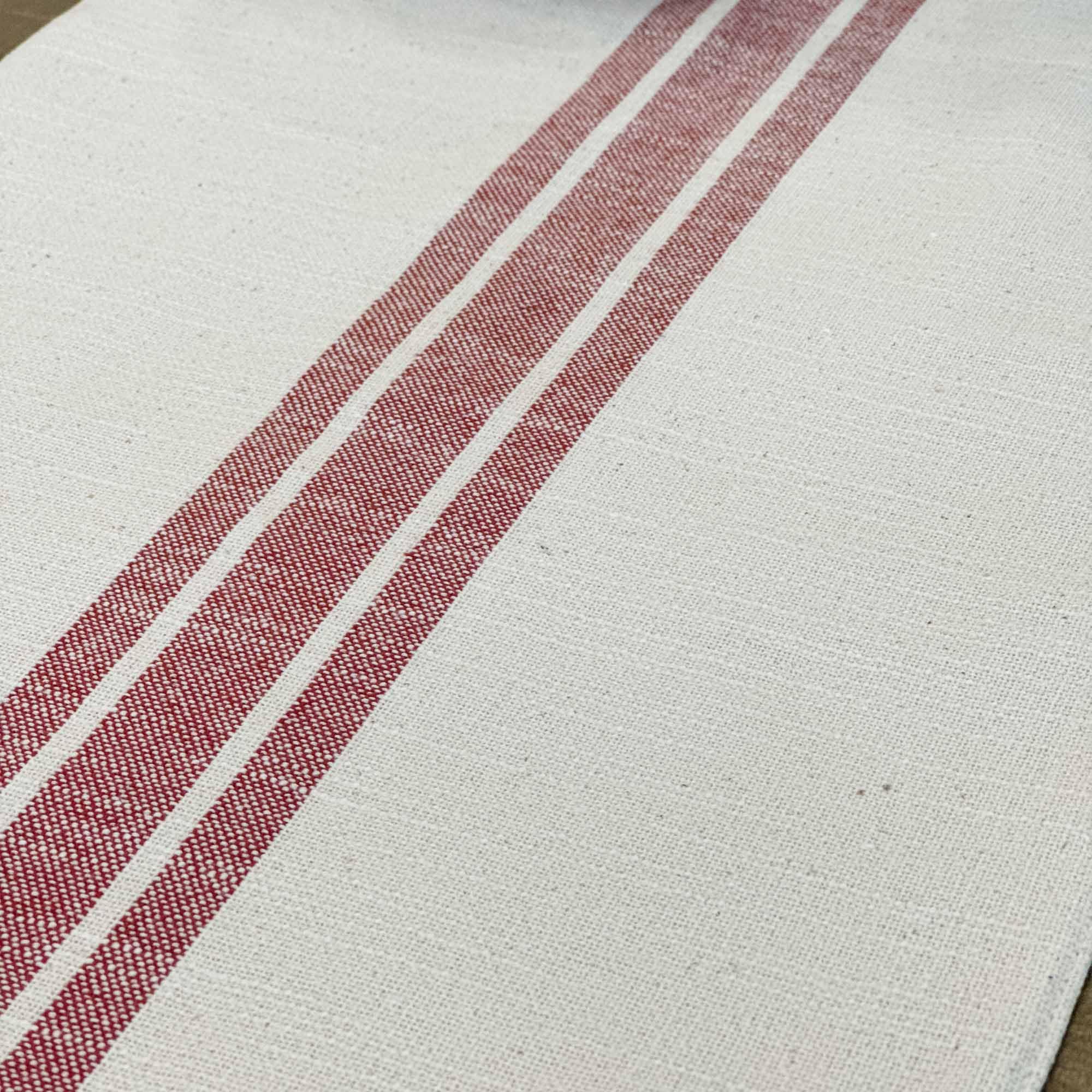 Market Place Red Grain Sack Stripe Table Runner, 13'' X 54'', Farmhouse Style, Red And Cream Tabletop D  Cor