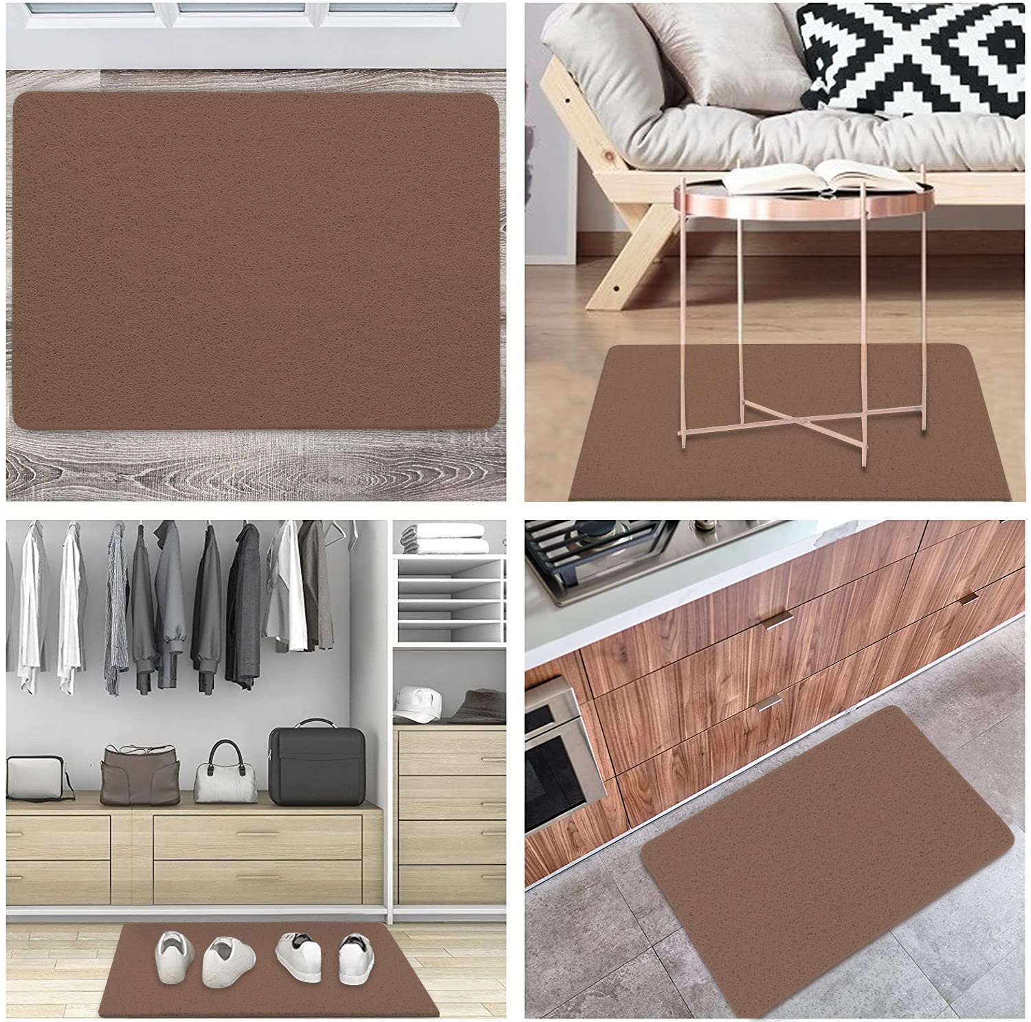 Shower Mats Non Slip, 23.6  34.6 Inch, Bath Mat For Shower, Loofah Mats For Shower And Bathroom, Quick Drying, Brown