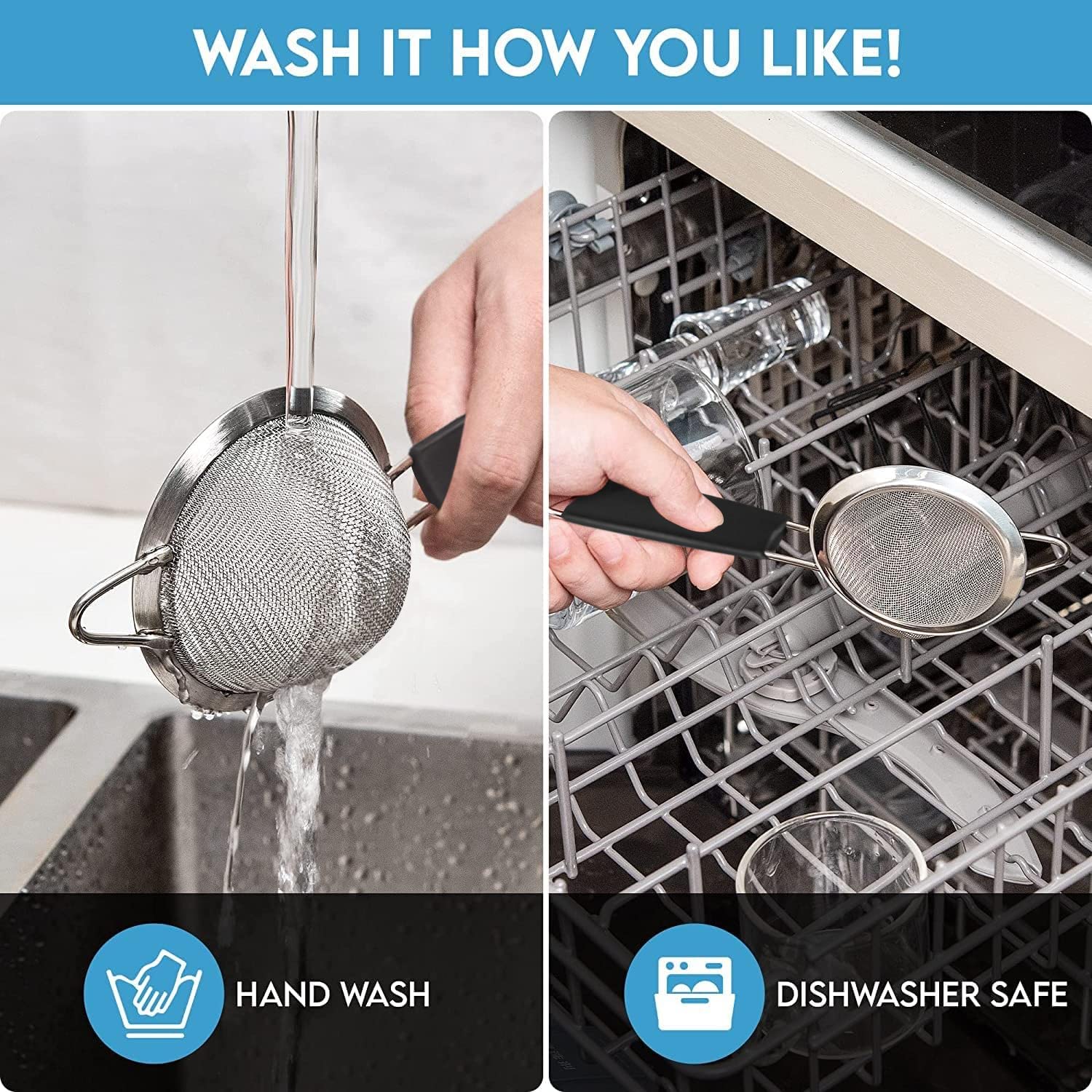 Kafoor Fine Mesh Strainer - 3.4 Inch Round Sieve - Tea Strainers For Loose Tea, Coffee Strainer, Food Strainer, Juice Strainer,
