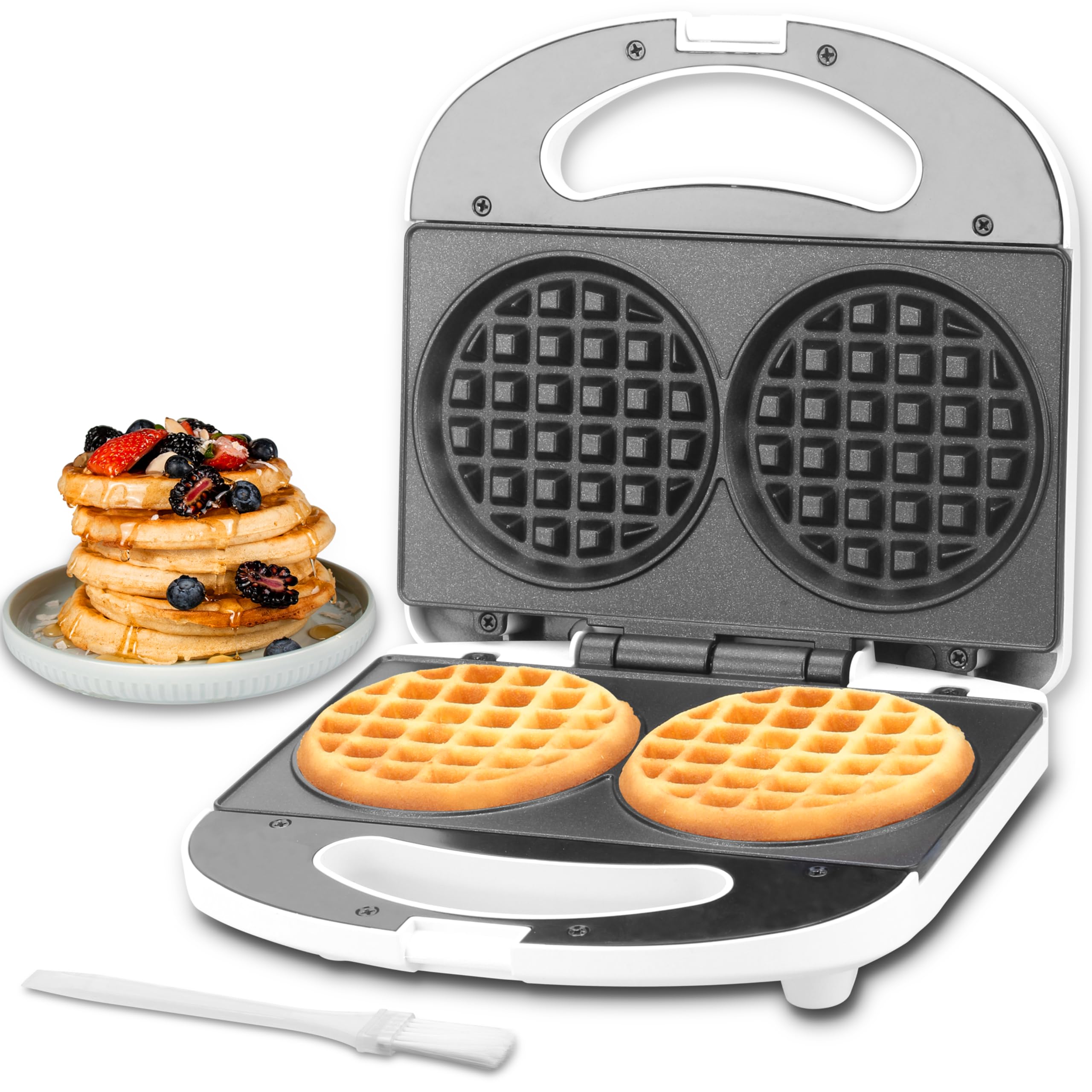 SugarWhisk Double Mini Waffle Maker Machine, Chaffle Maker, Waflera Electrica, Small Waffle Iron for Waffles, Keto Chaffles, Has