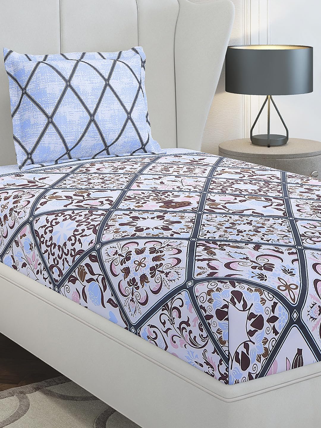 Monte Carlo Multi Printed Single 144 Tc 1 Bedsheet With 1 Pillow Cover 12